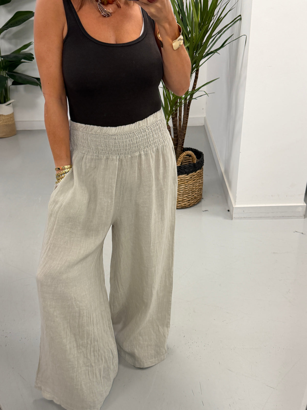 Barcelona Linen Trousers - Stone