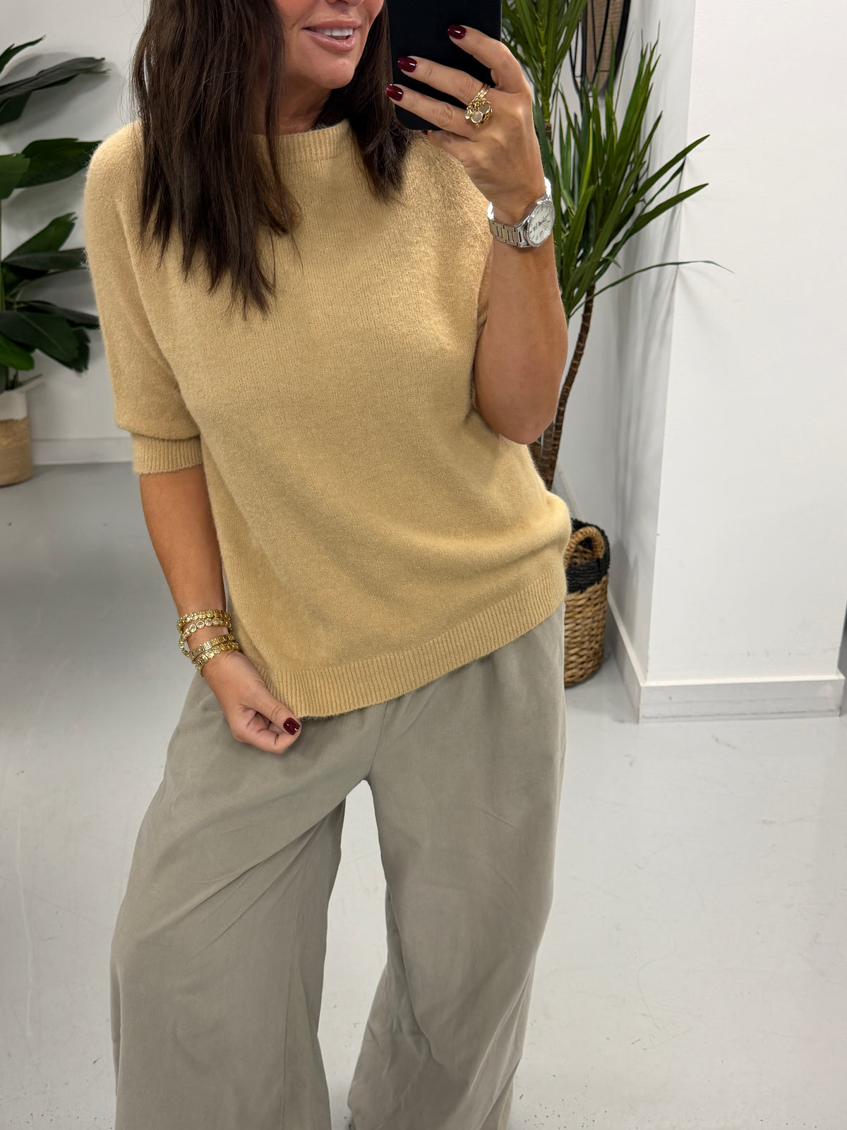 The Drift Crop Sleeve Knit - Camel (Size 10-14)