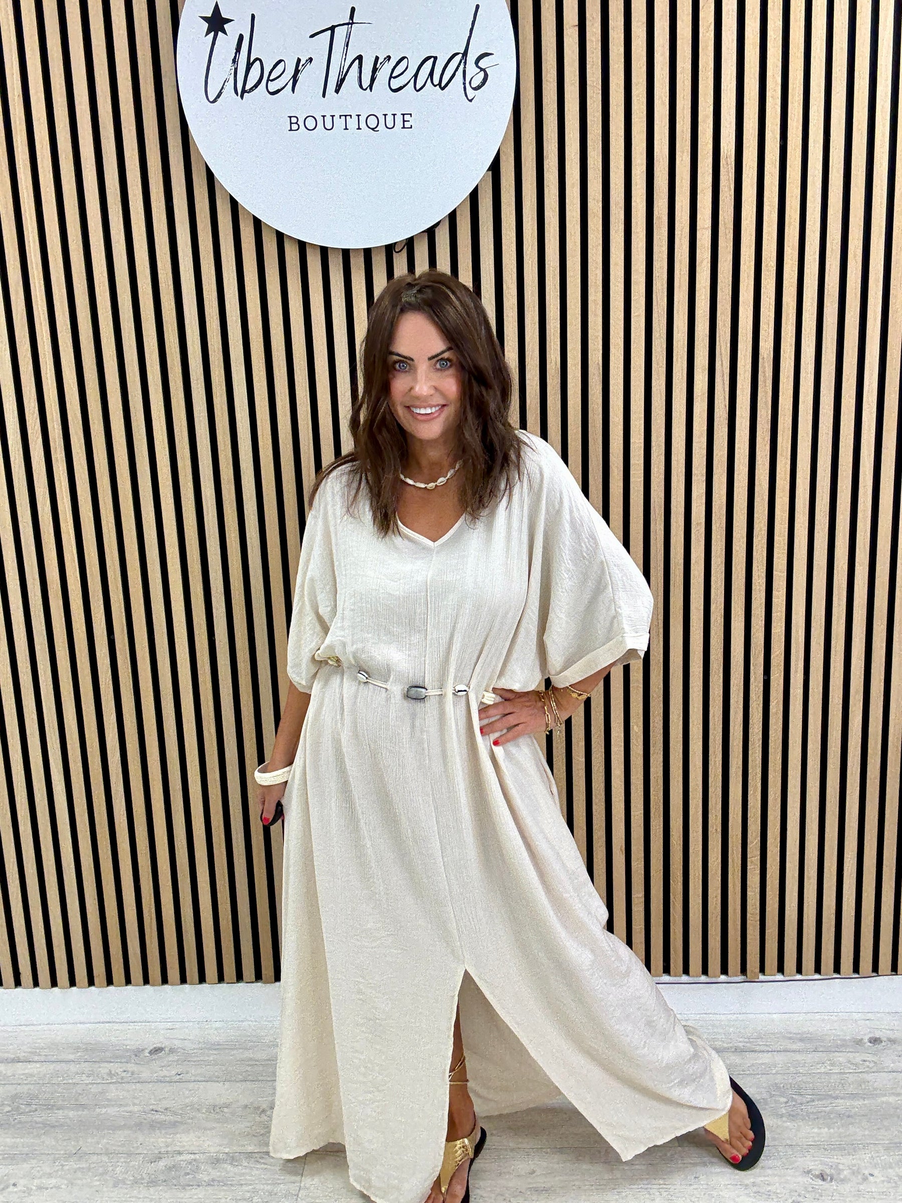 The Bondi Sands Split Dress - Cream