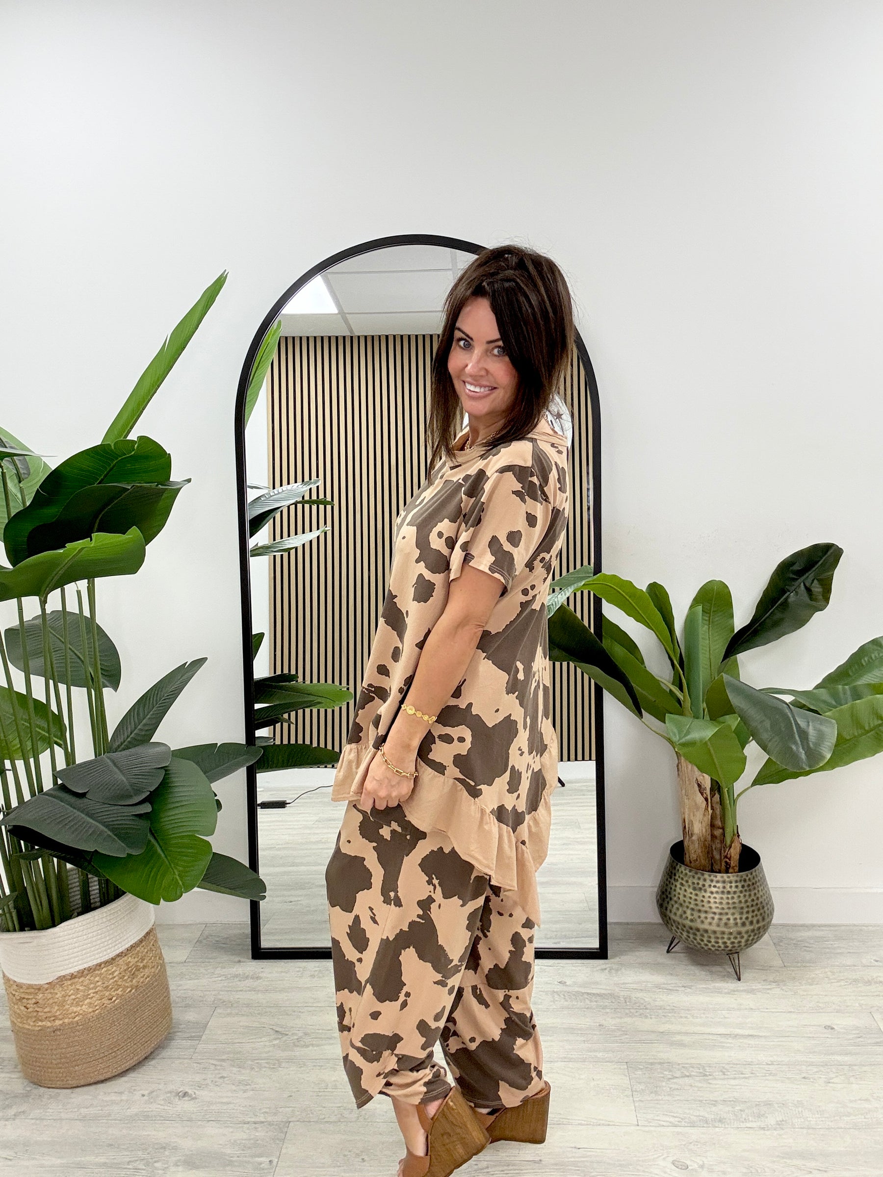 The Highland Frill Tunic - Camel/Chocolate