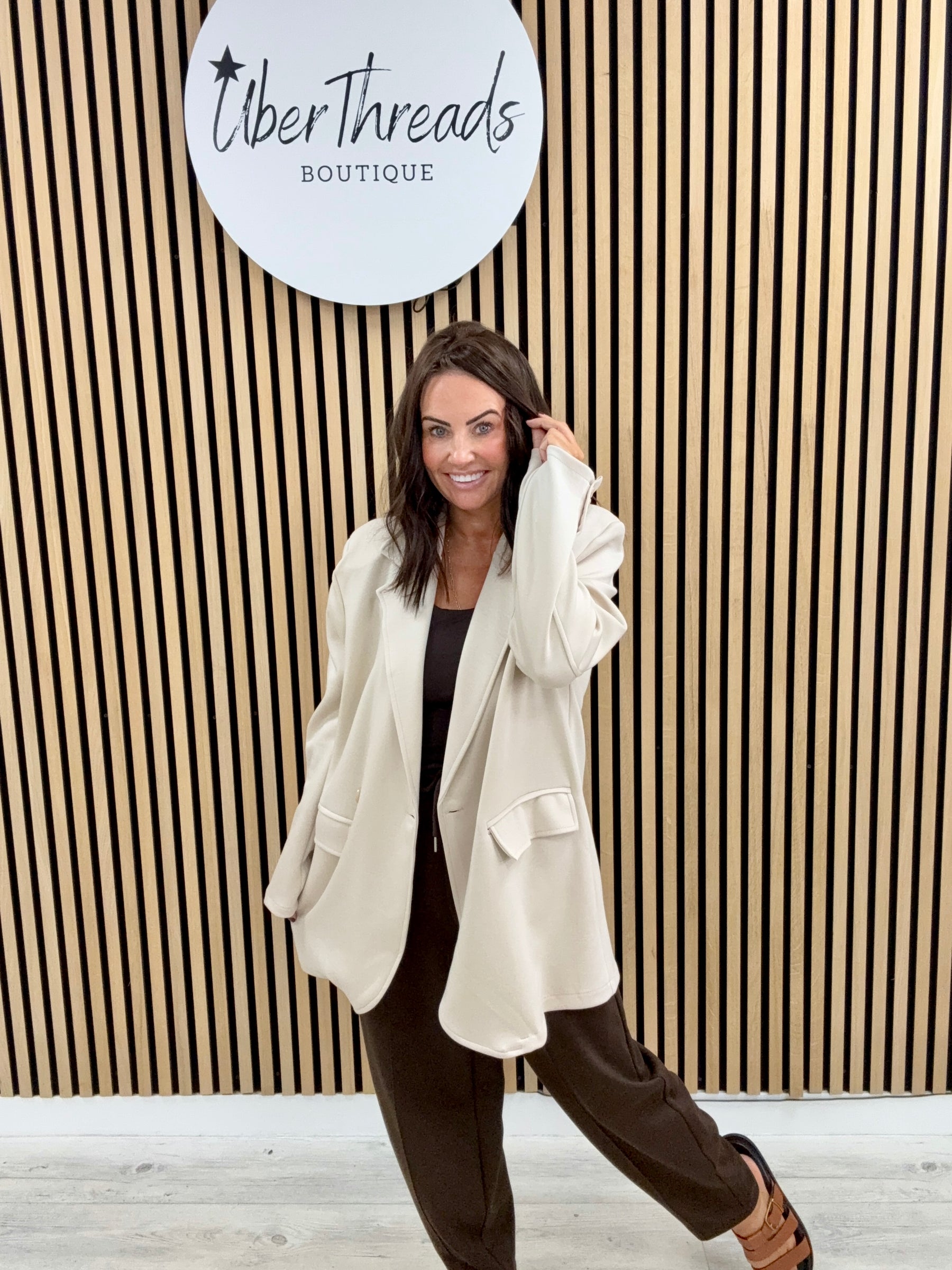 Molly Scuba Blazer - Cream