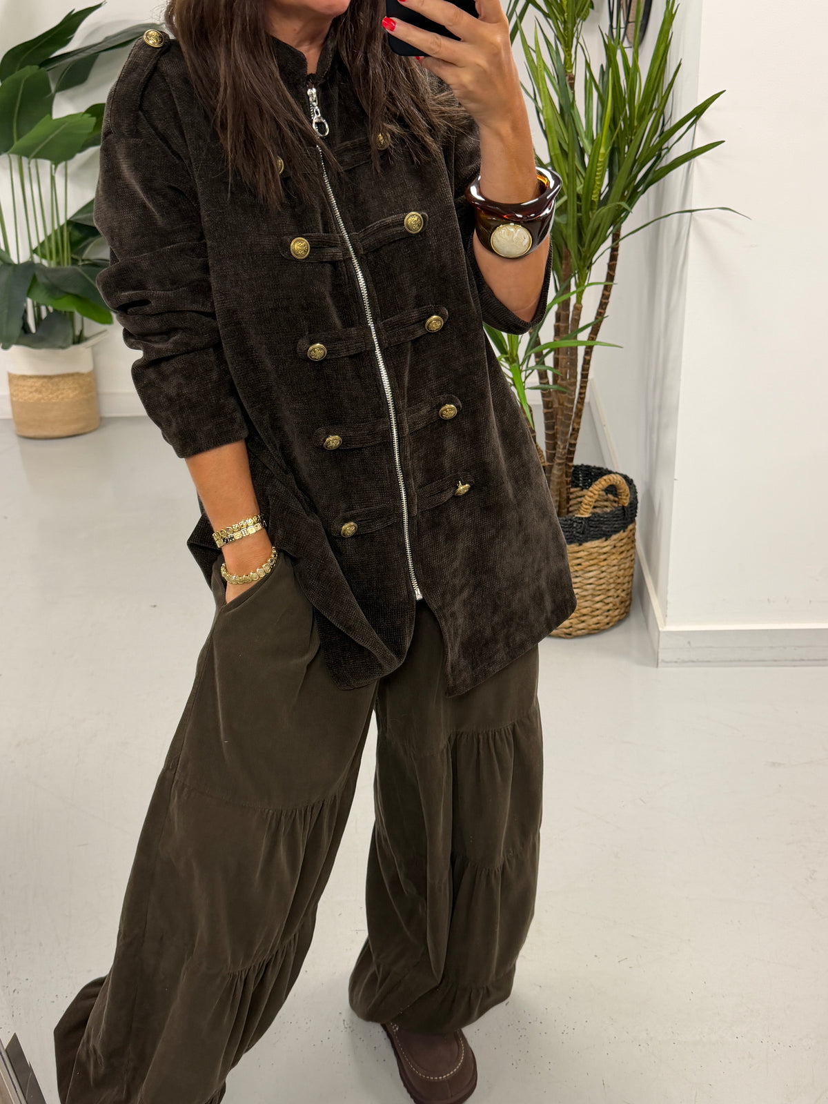 The Big Softie Zip Military Jacket - Chocolate