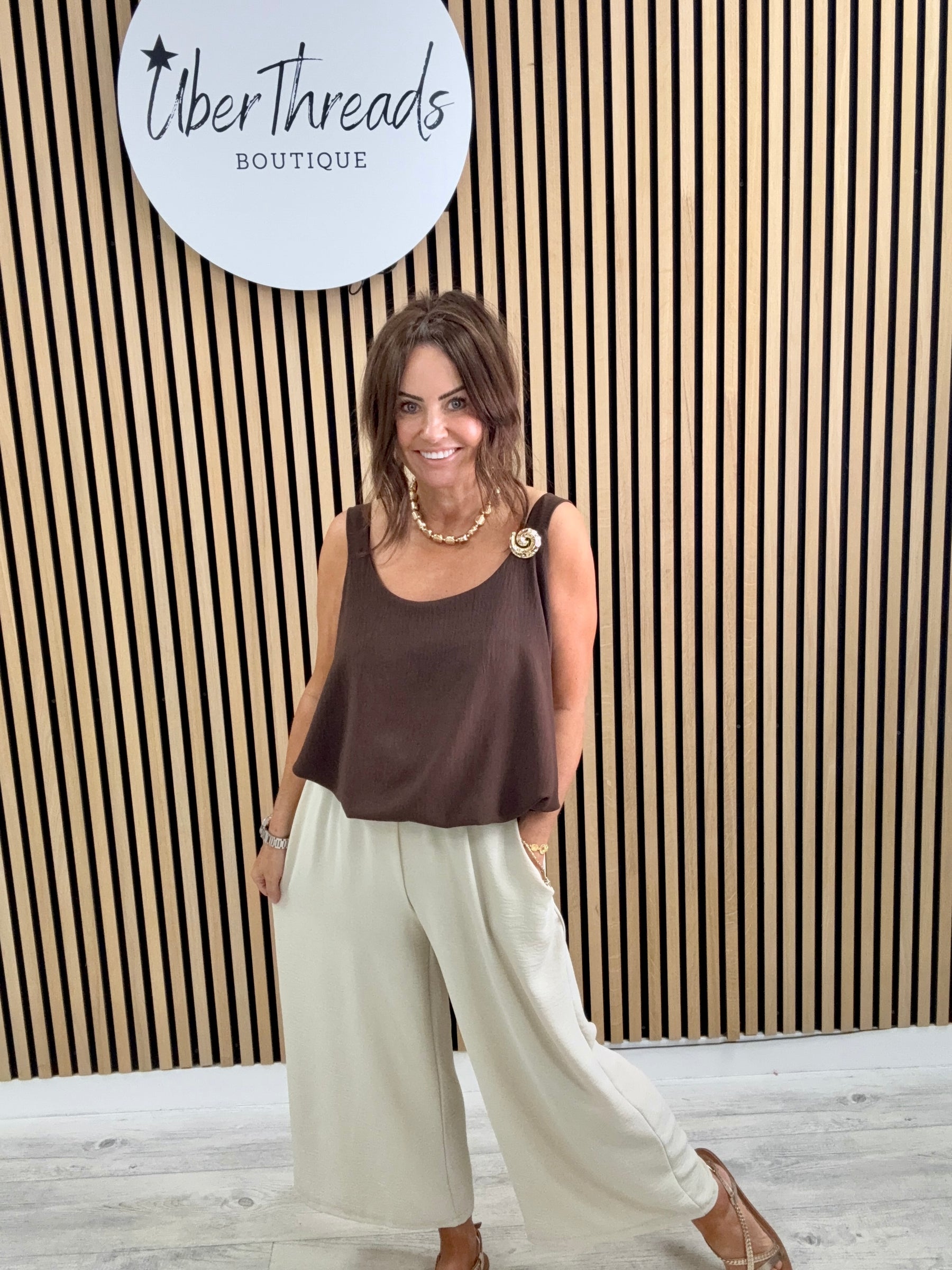 The San Marino Swirl Top - Chocolate