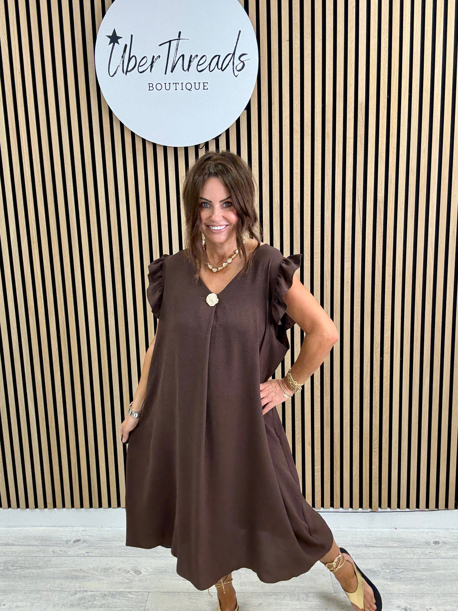 Chunky Button Midi - Chocolate