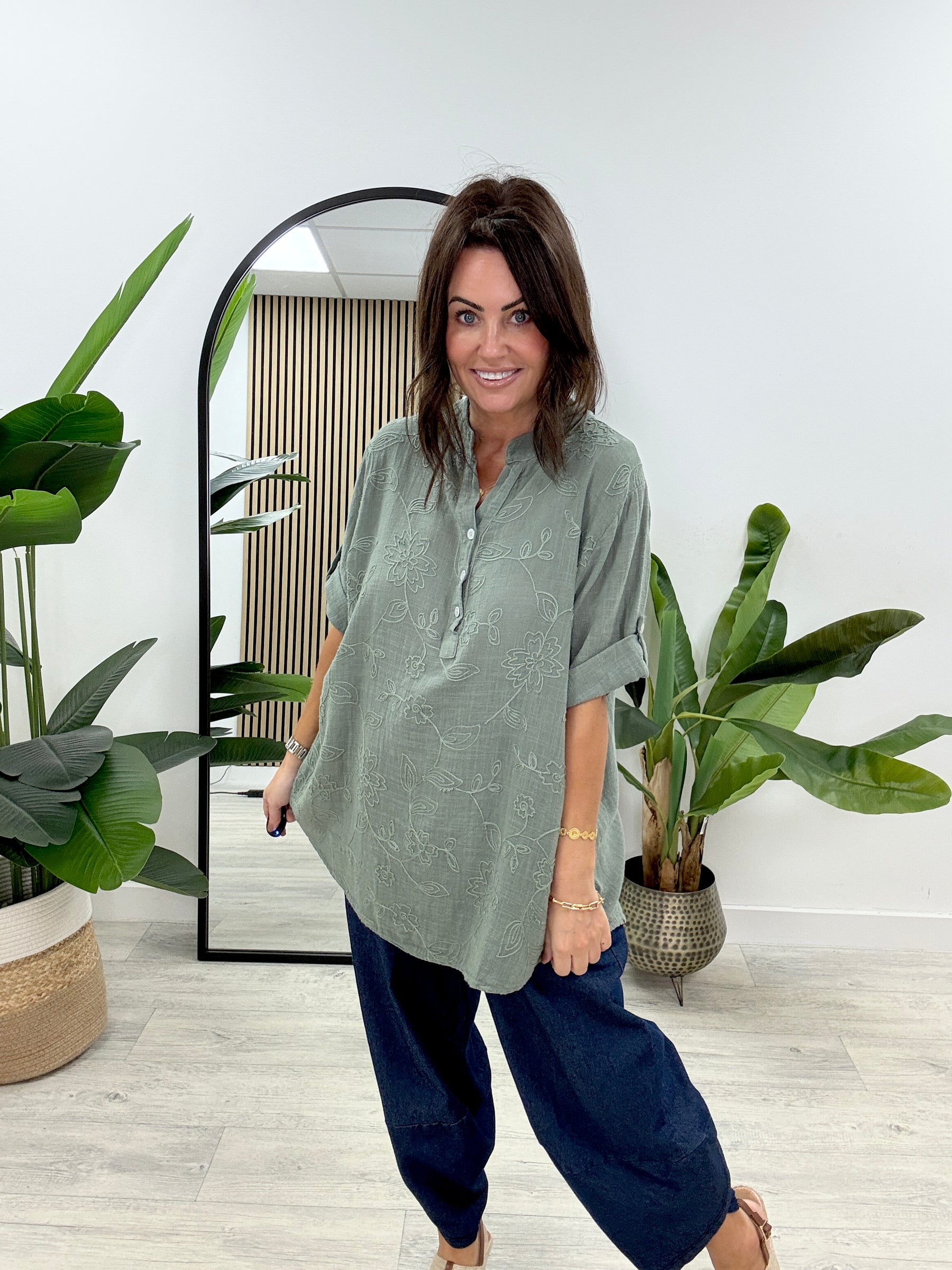 The Flora Button Tunic - Khaki
