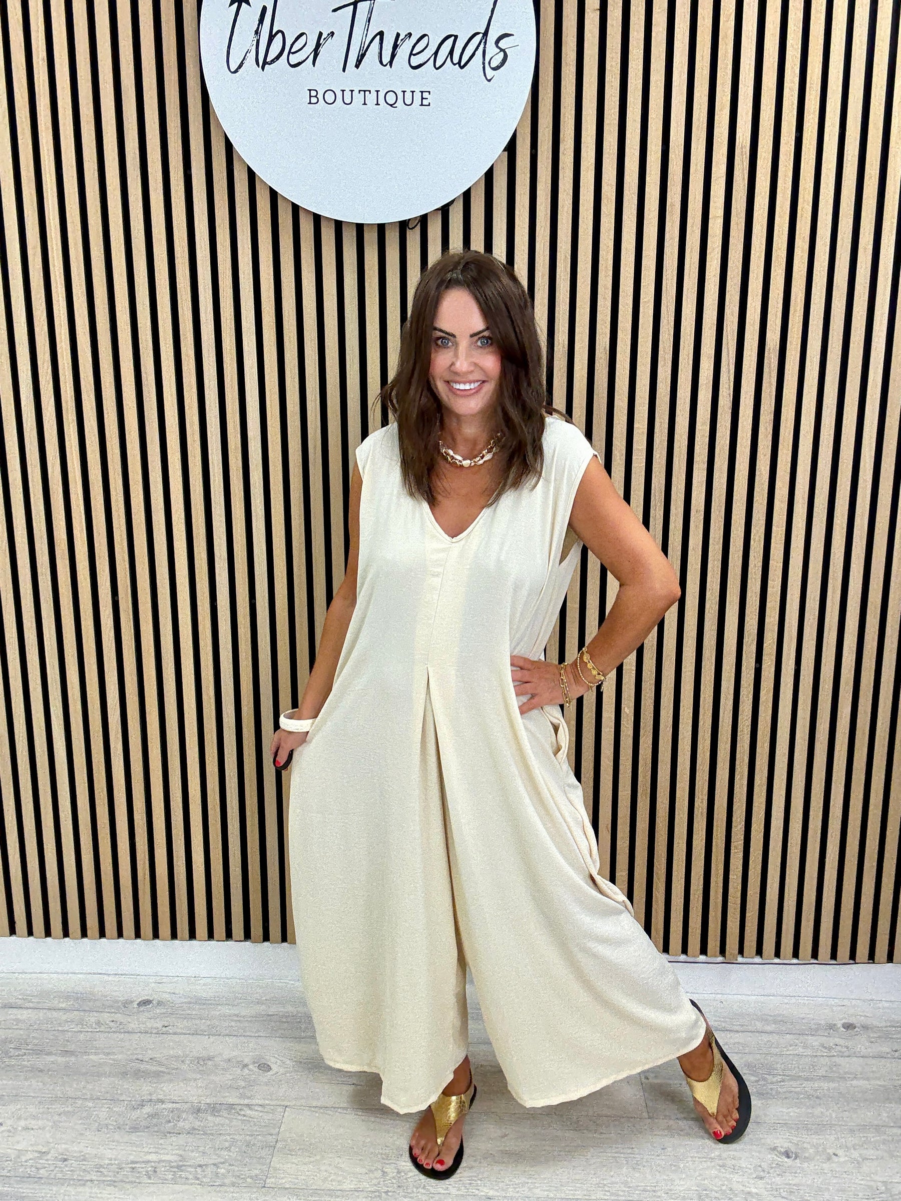 The Tamzin Crop Leg Jumpsuit - Cream