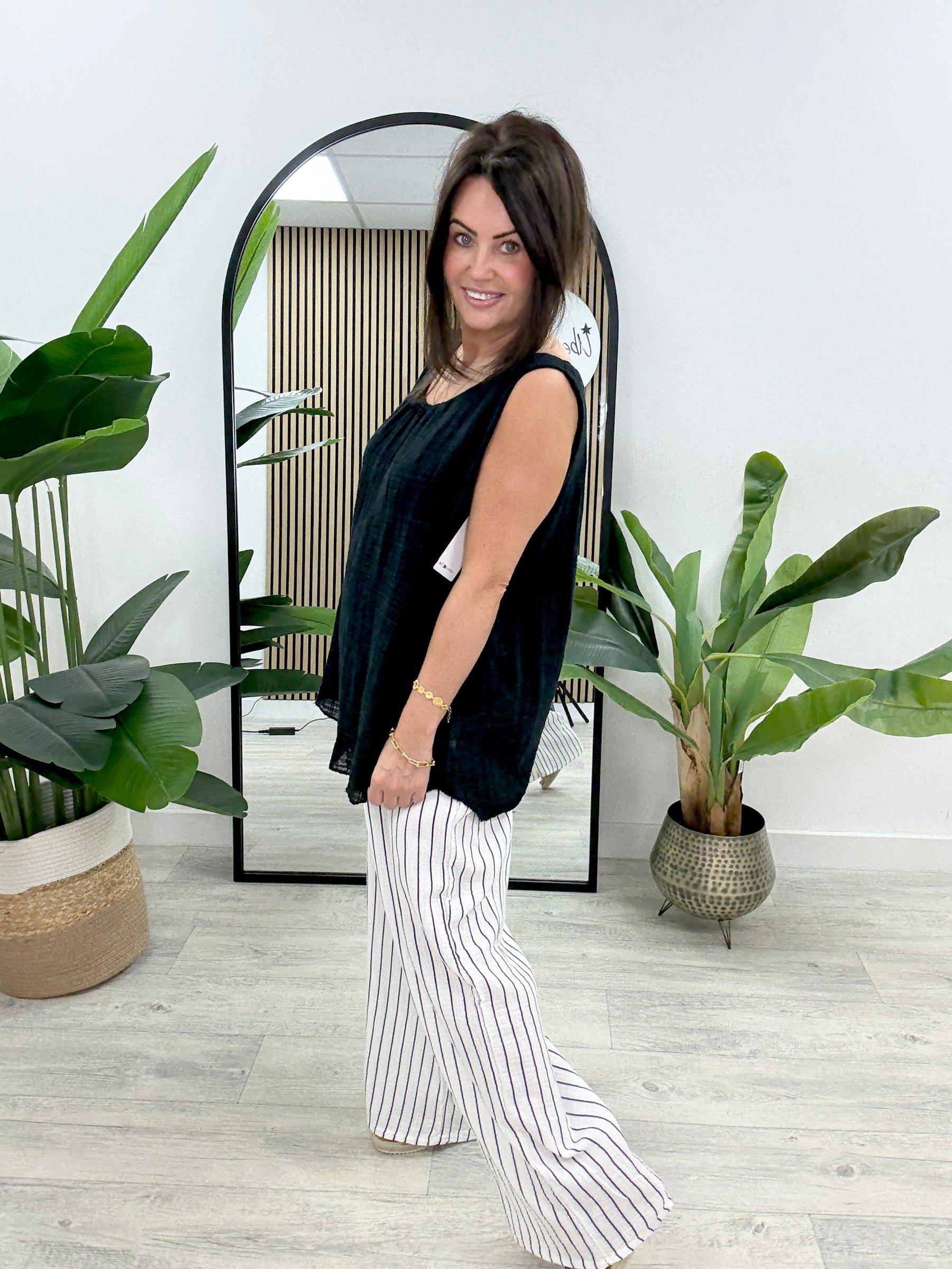 Valencia Stripy Trousers - Black Stripe