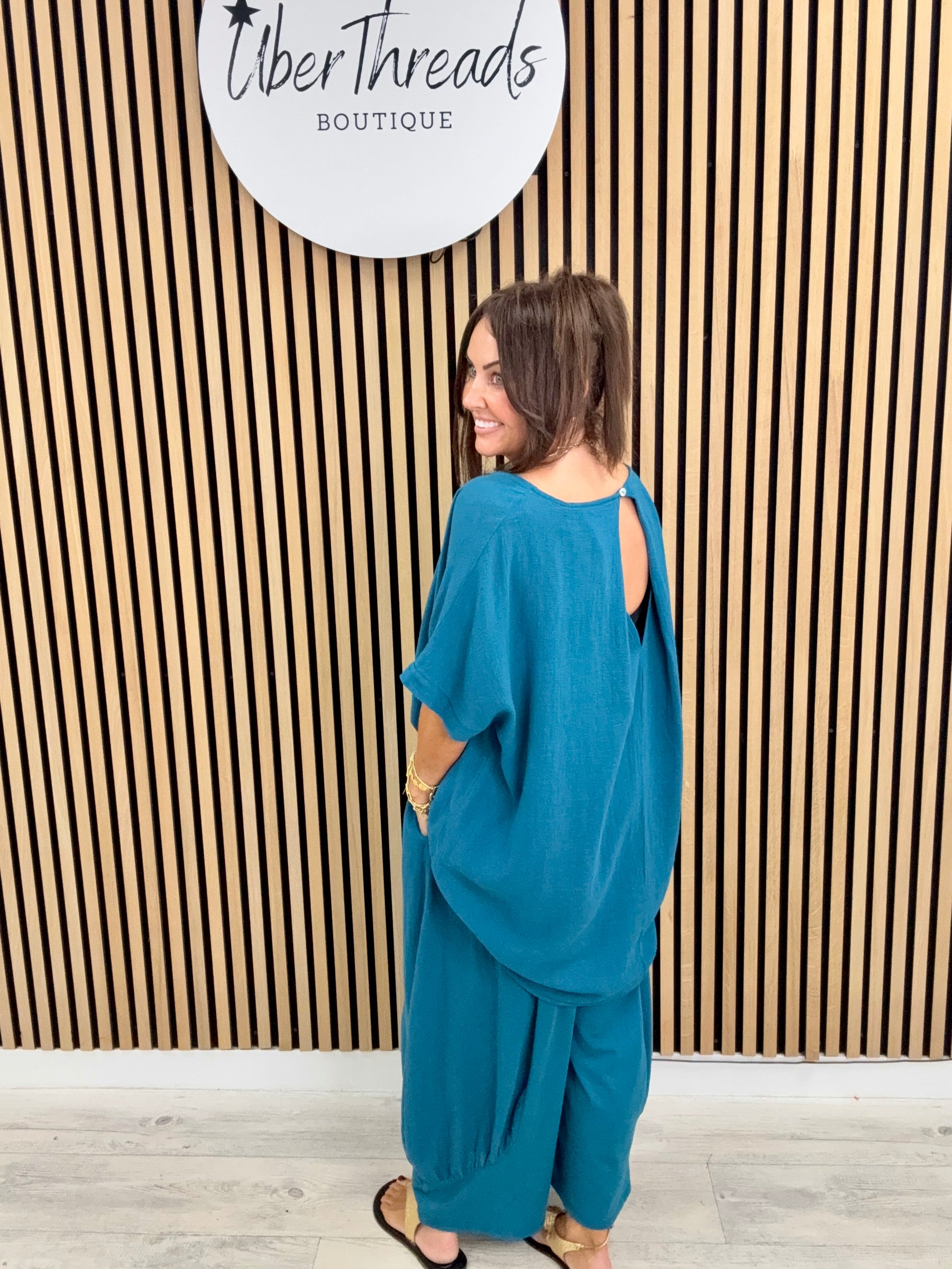 Sahara Split Button Back - Teal