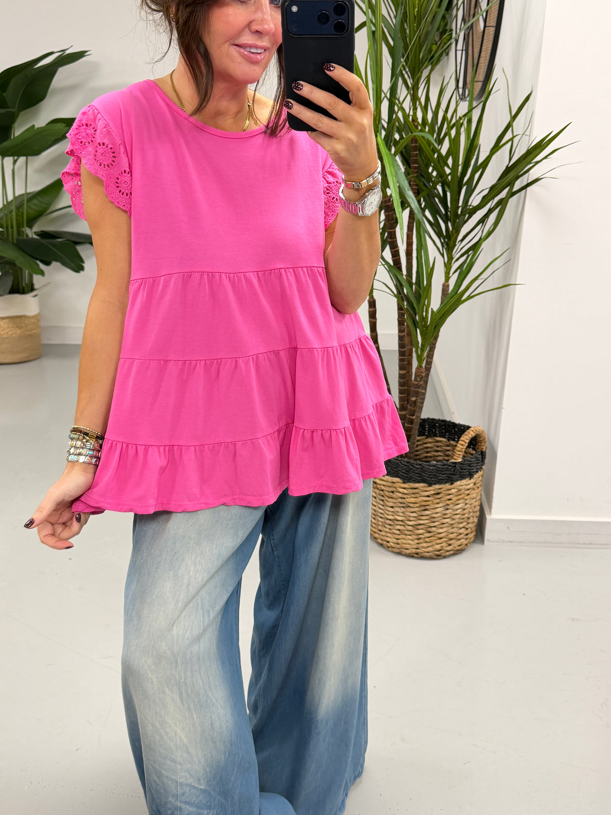 Tiered Brodie Frill - Hot Pink