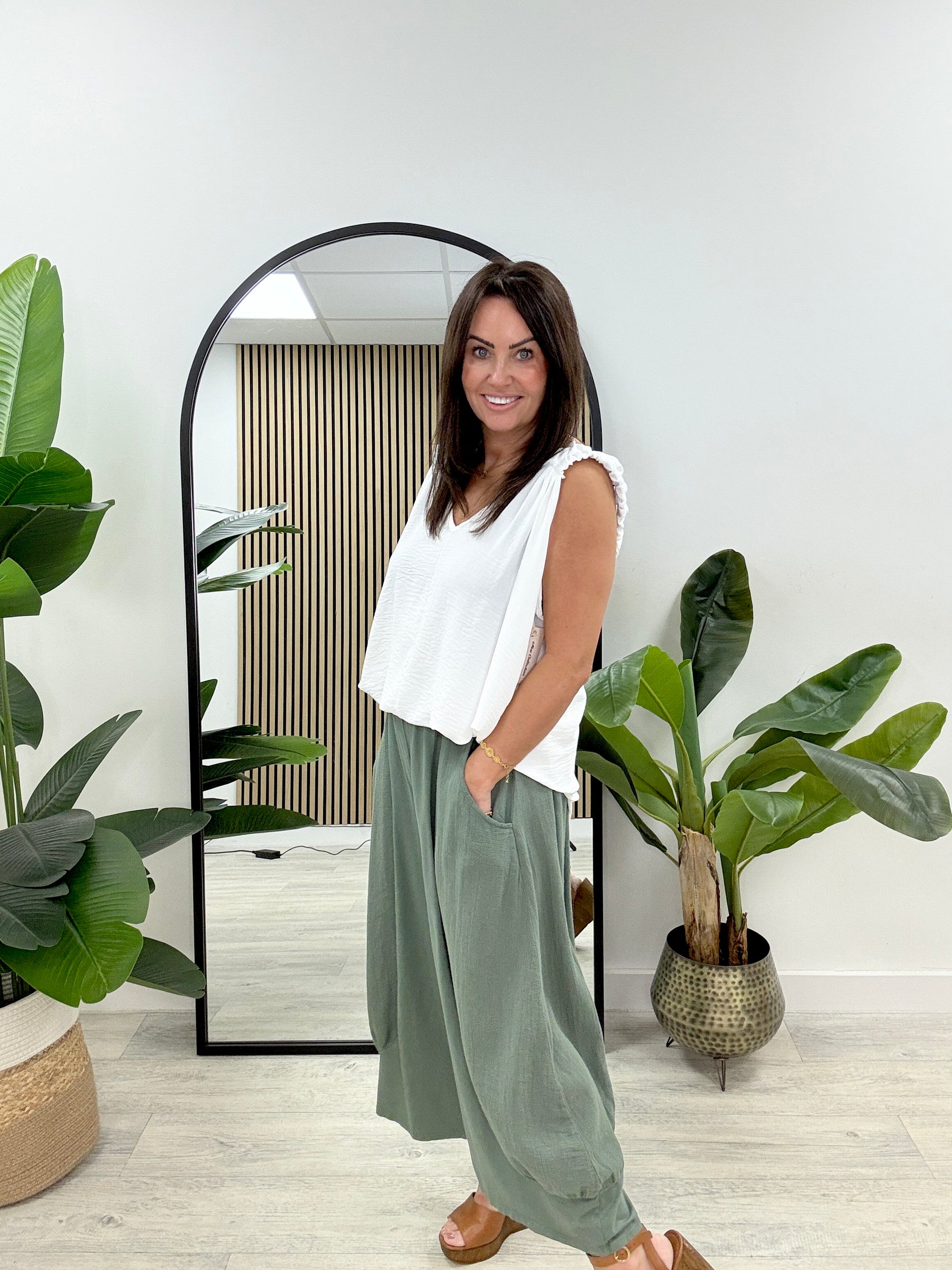Ruched Vest - White