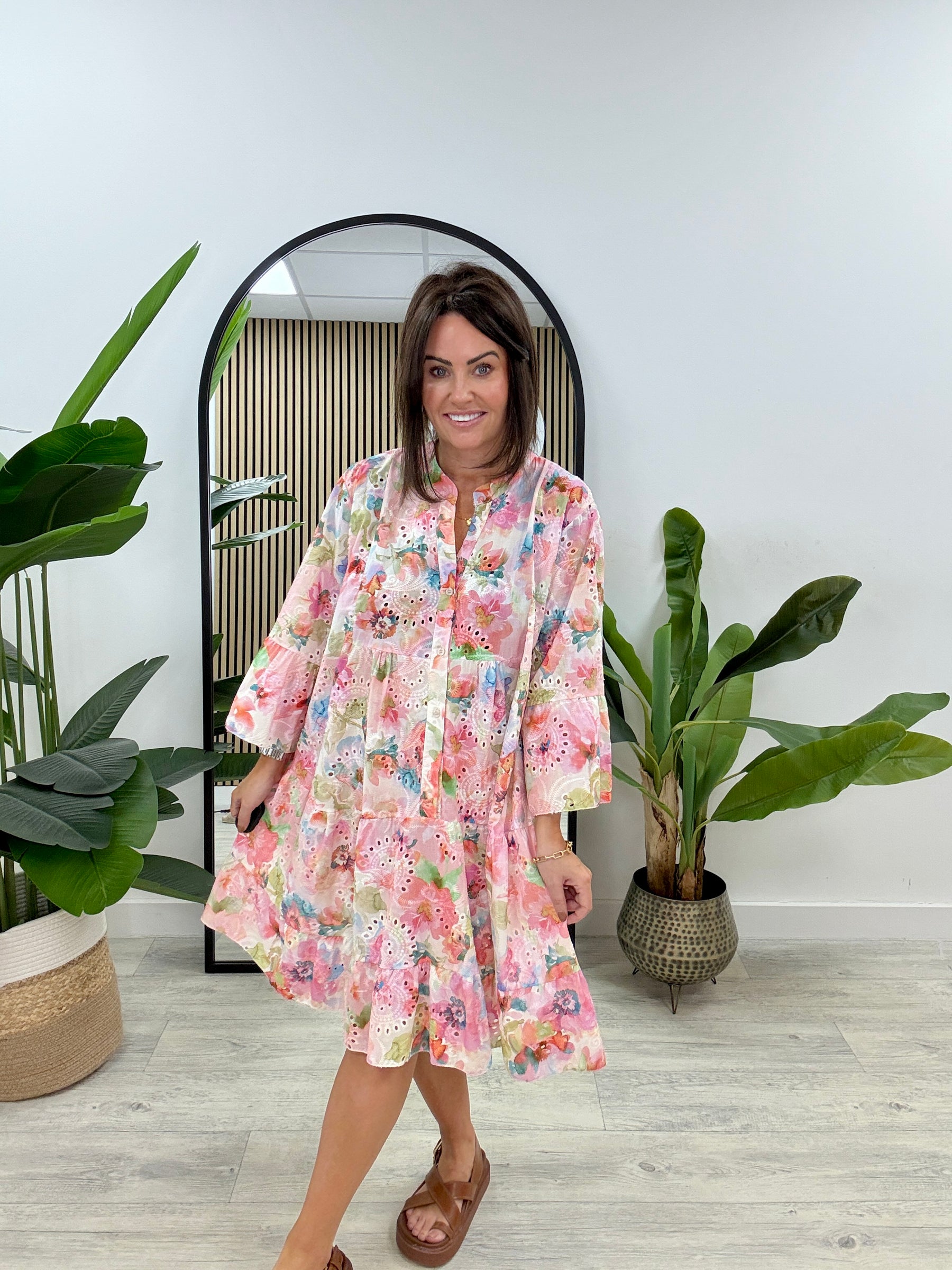 The Brodie Floral Smock -Pink