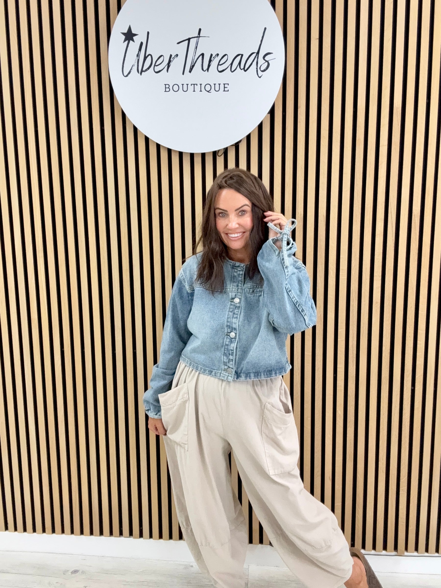Tie Back Denim Shacket