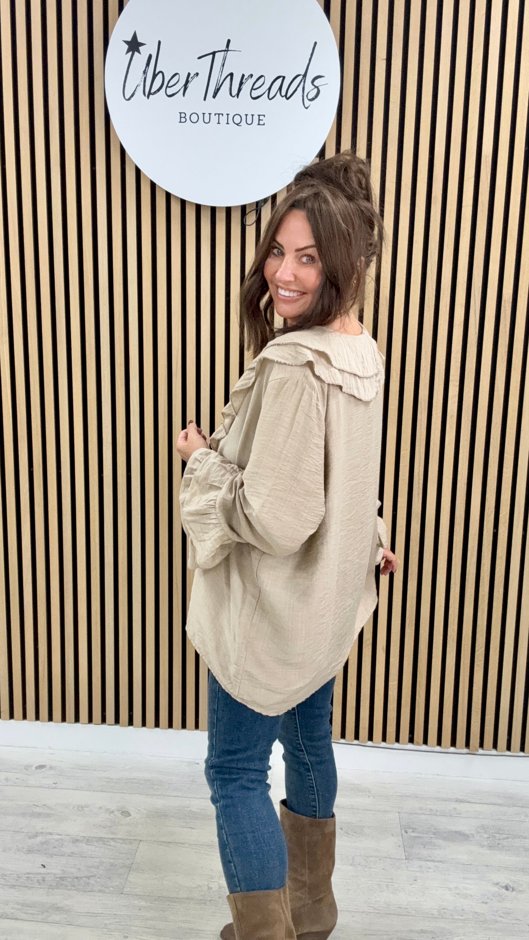 Amara Ruffle Tunic - Stone