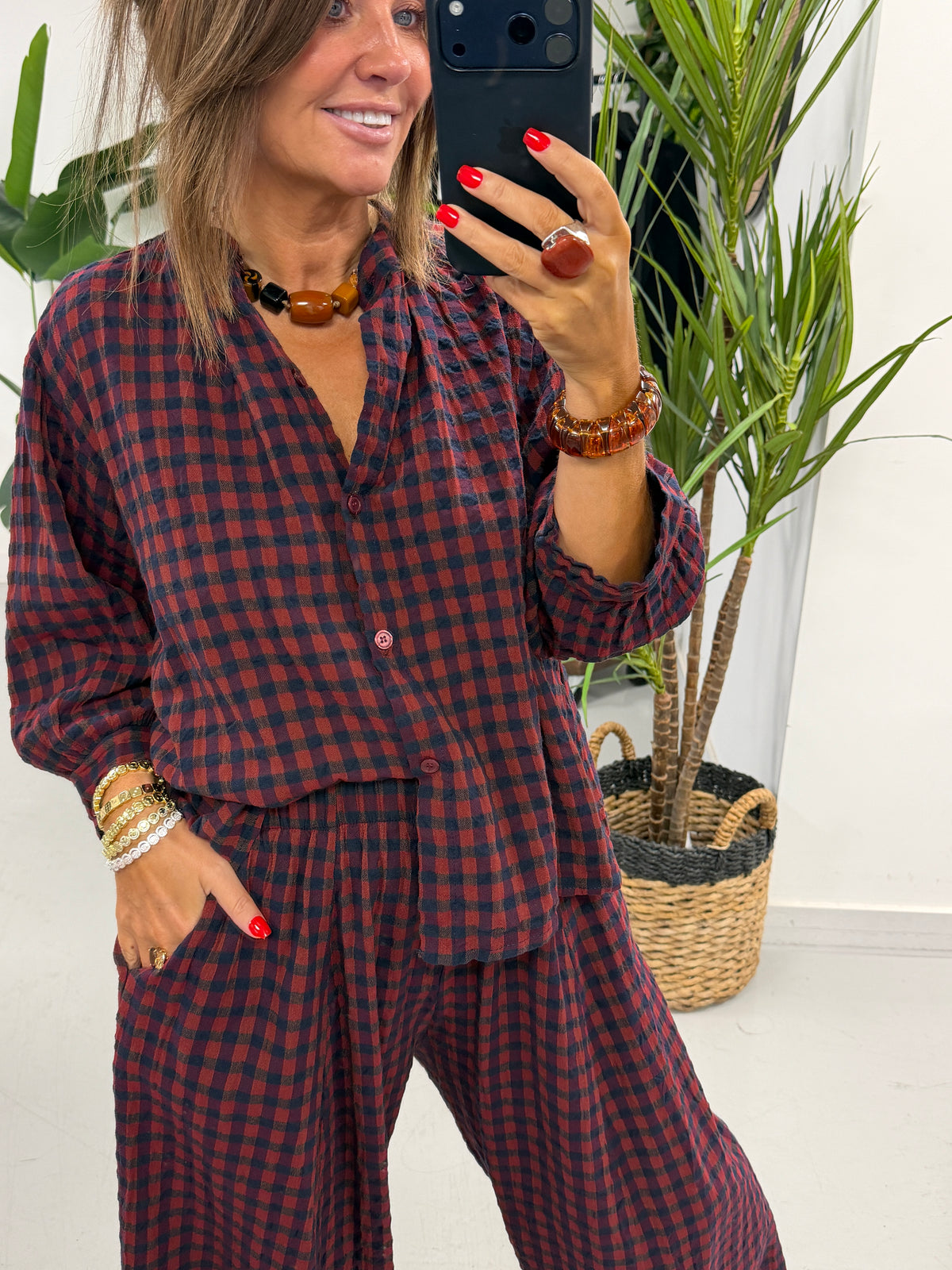The Autumn Check Shirt - Wine/Navy
