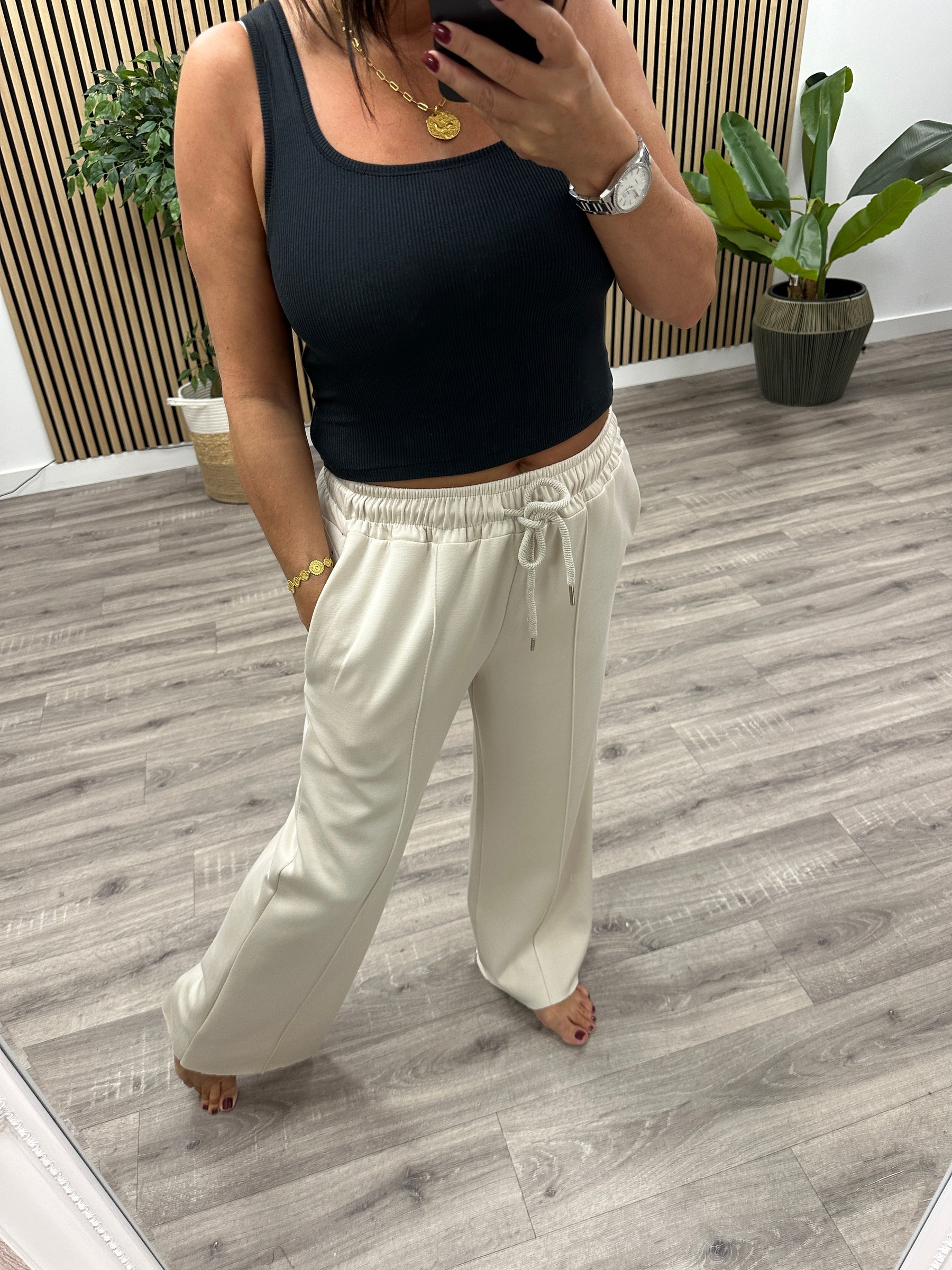 Wide Leg Seam Jogger (STD) - Stone