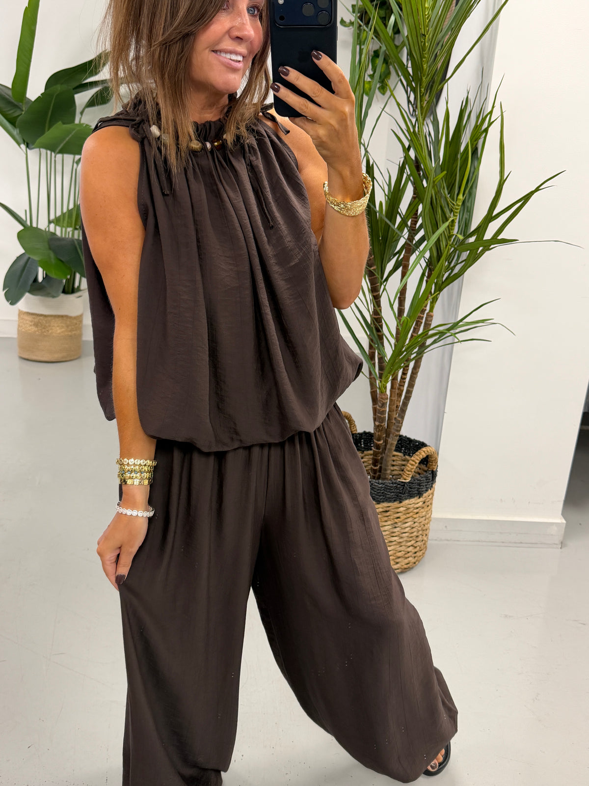 Crinkle Pebble Co Ord - Chocolate