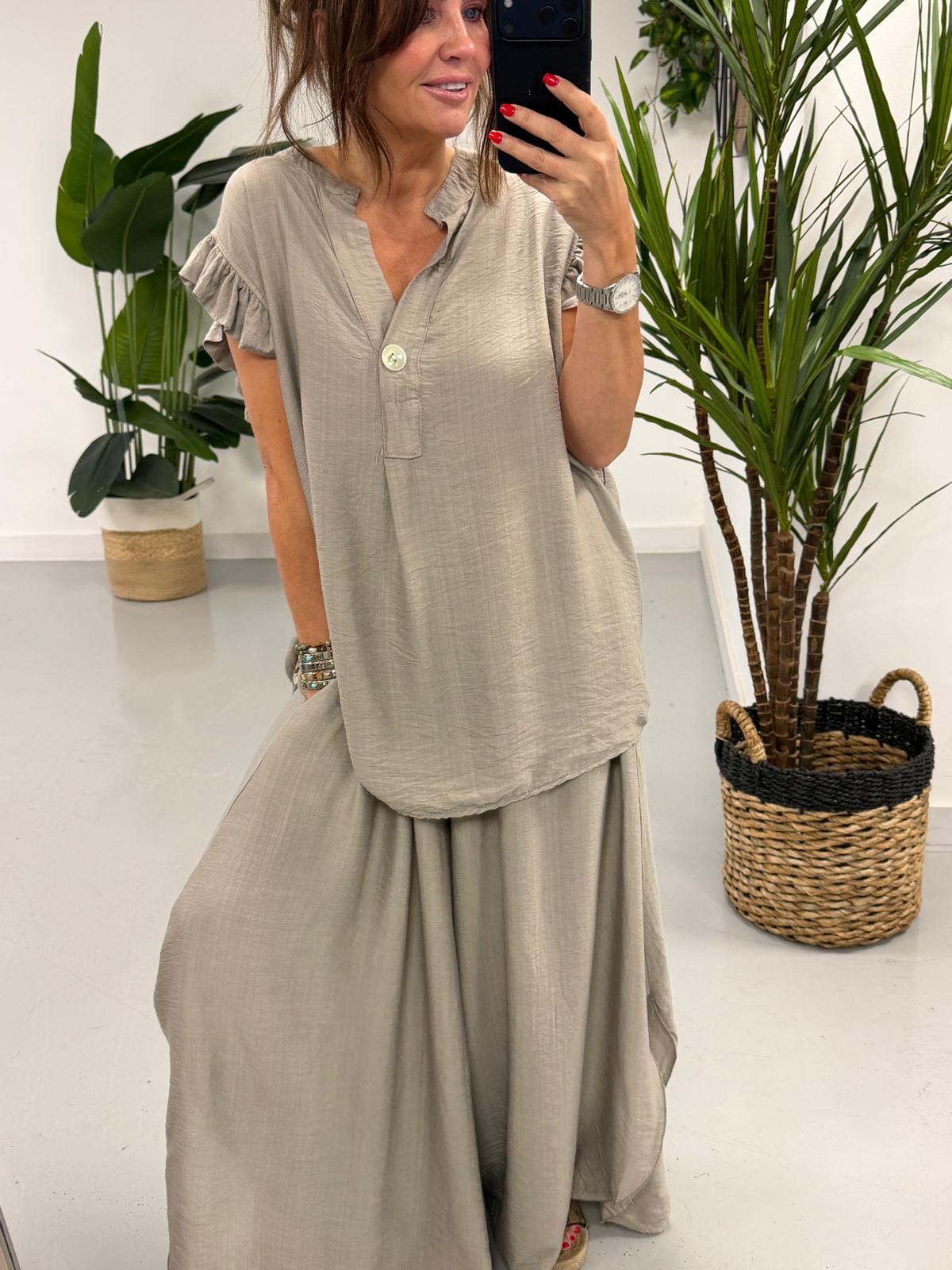 The Bali One Button Tunic - Pebble