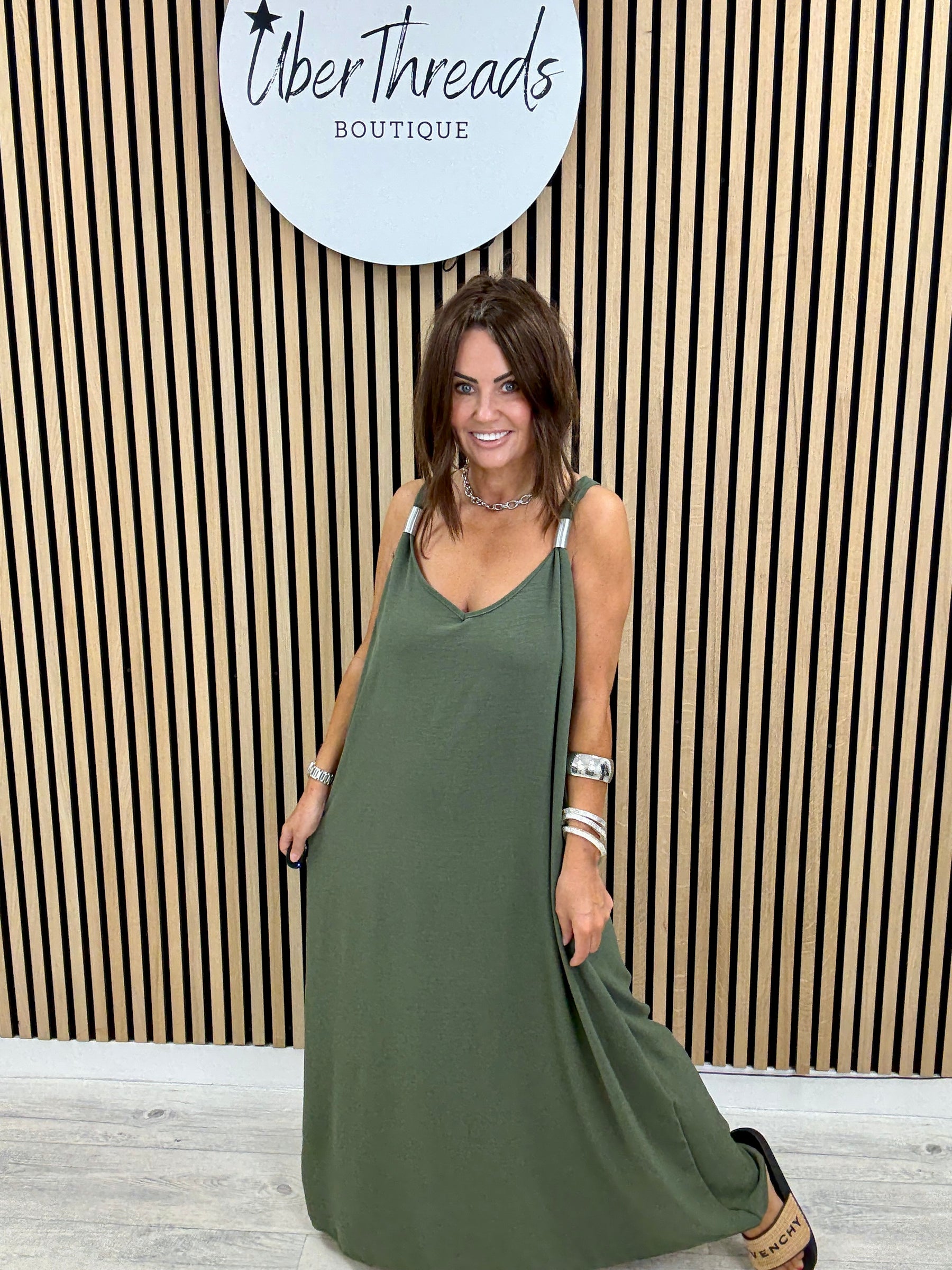 The Spring Shoulder Maxi - Khaki