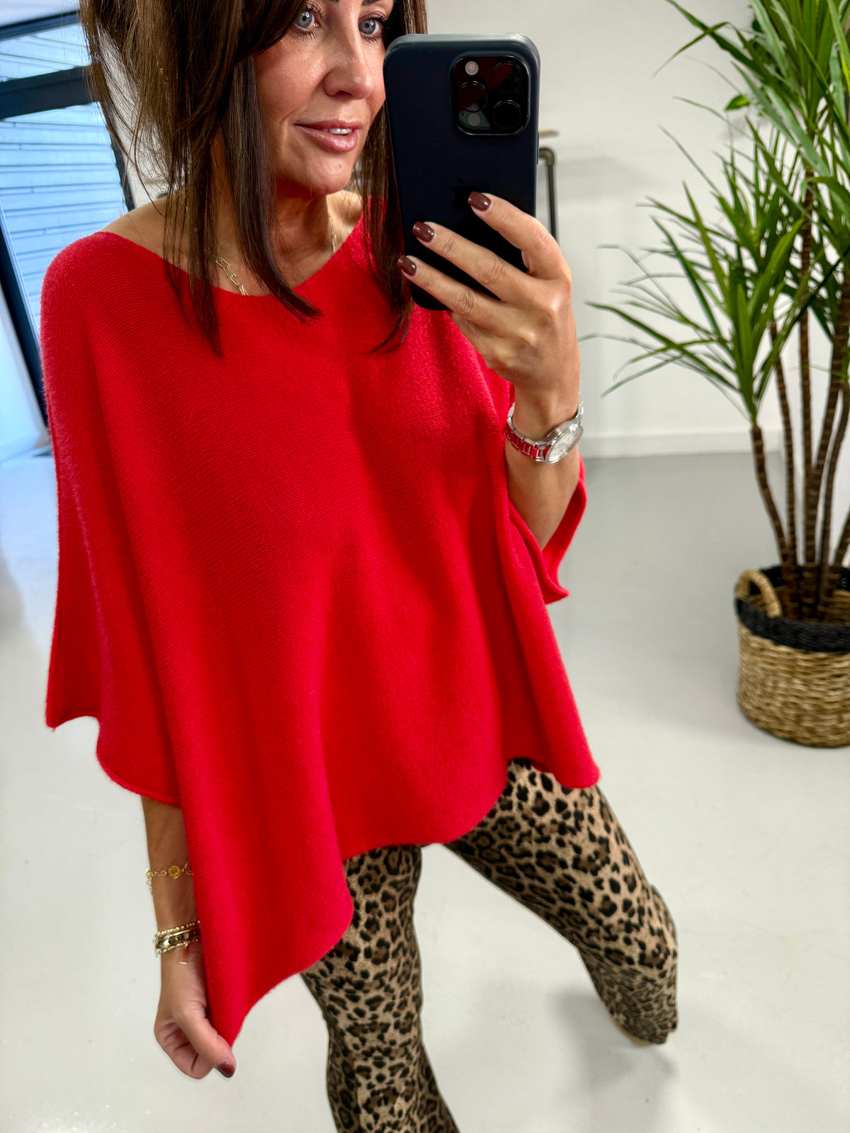 Gracie Crop Sleeve Knit - Red