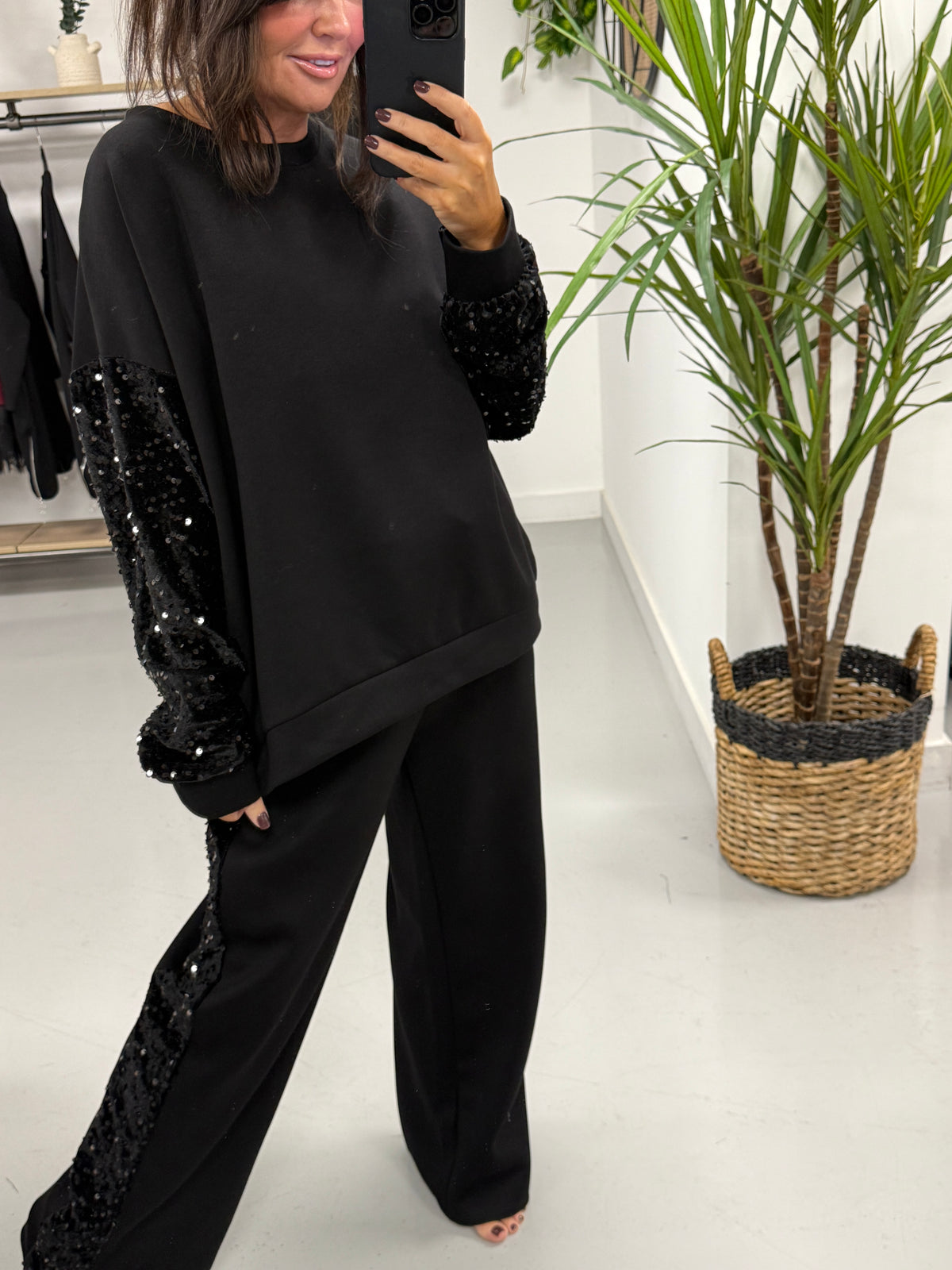 The Scuba Sequin Two Piece - Black