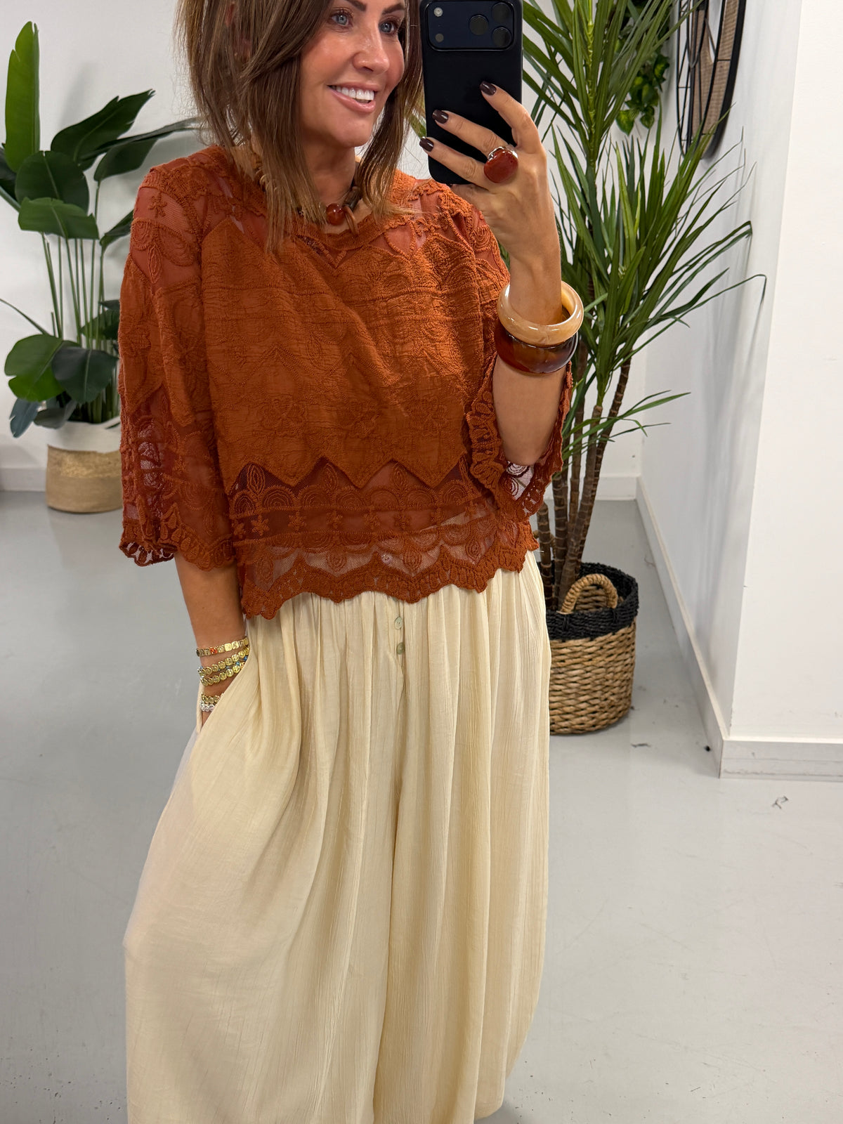 Seville Lace Top - Rust