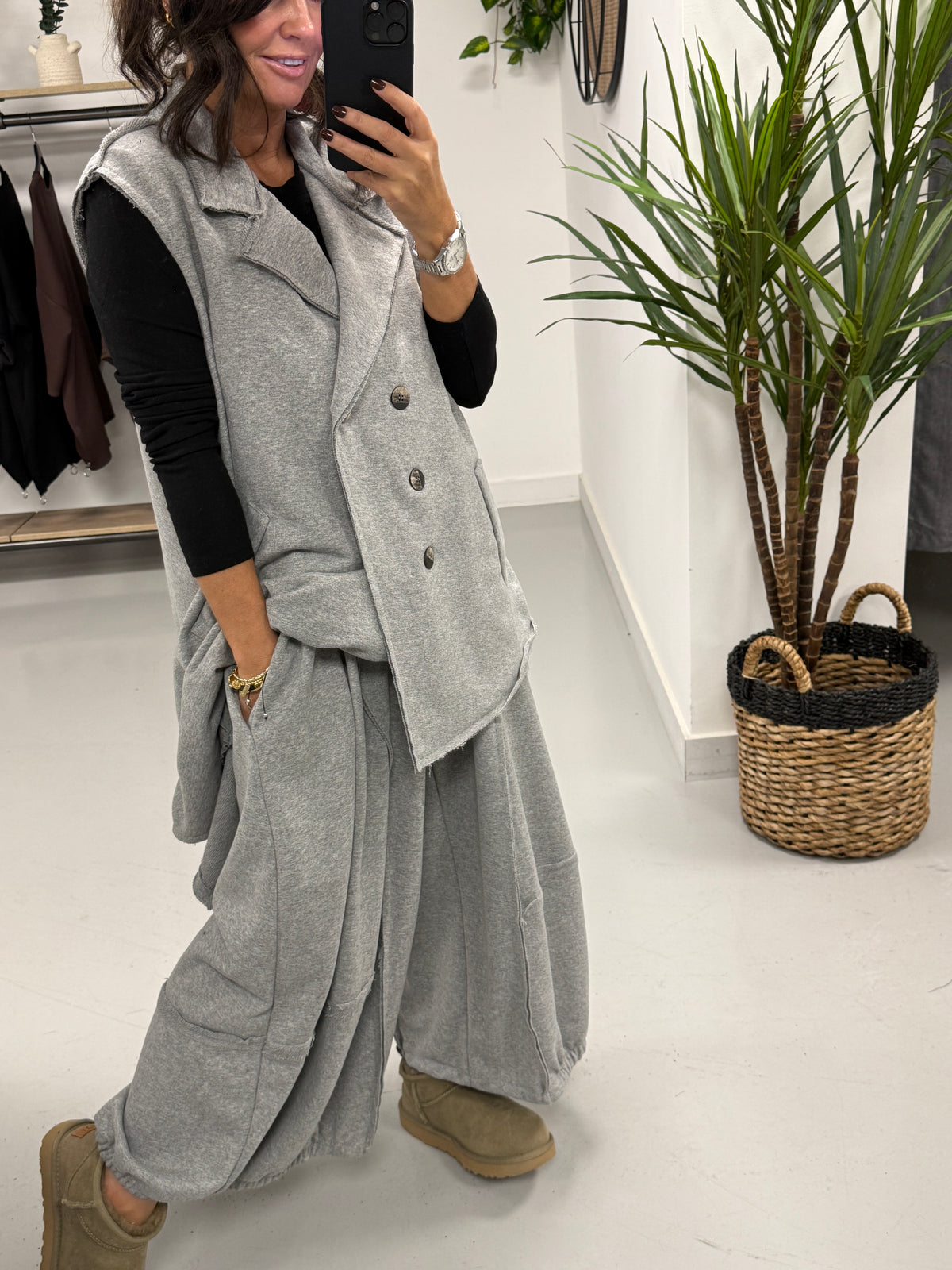 The Deluxe Weekend Collection Deluxe Asymmetric Wasitcoat - Marl Grey