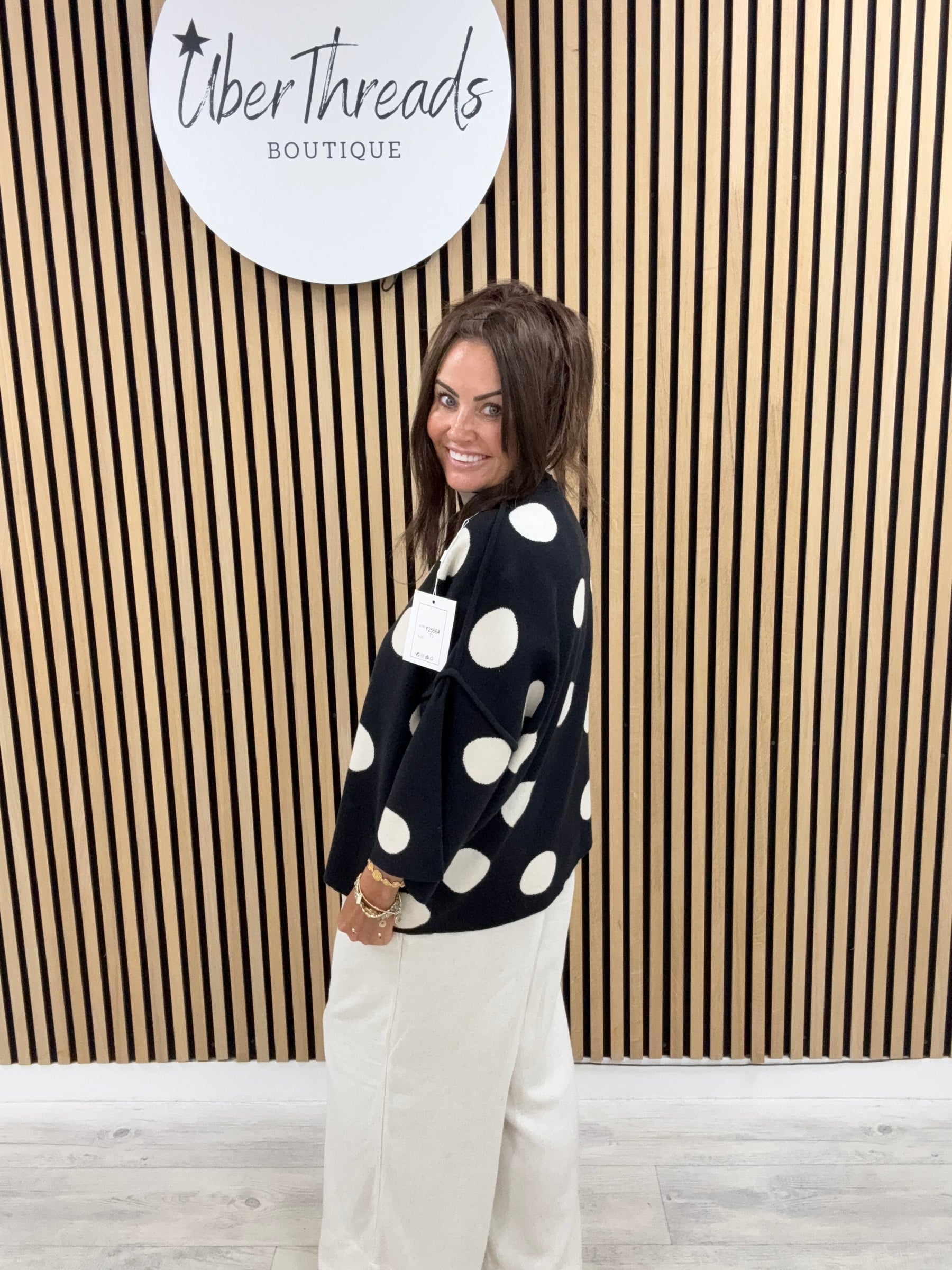 Boxy Dotty Knit- Black