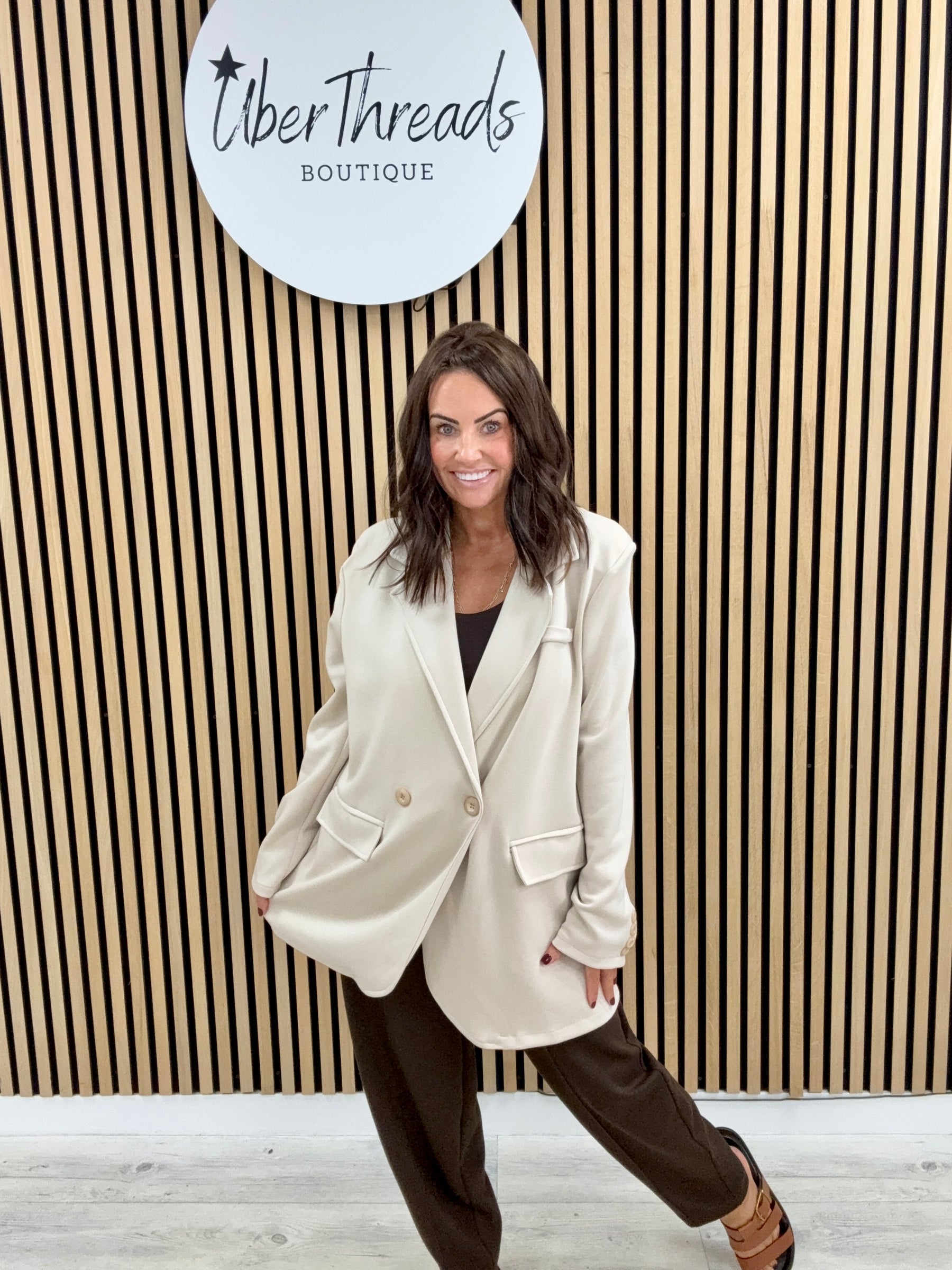 Molly Scuba Blazer - Cream