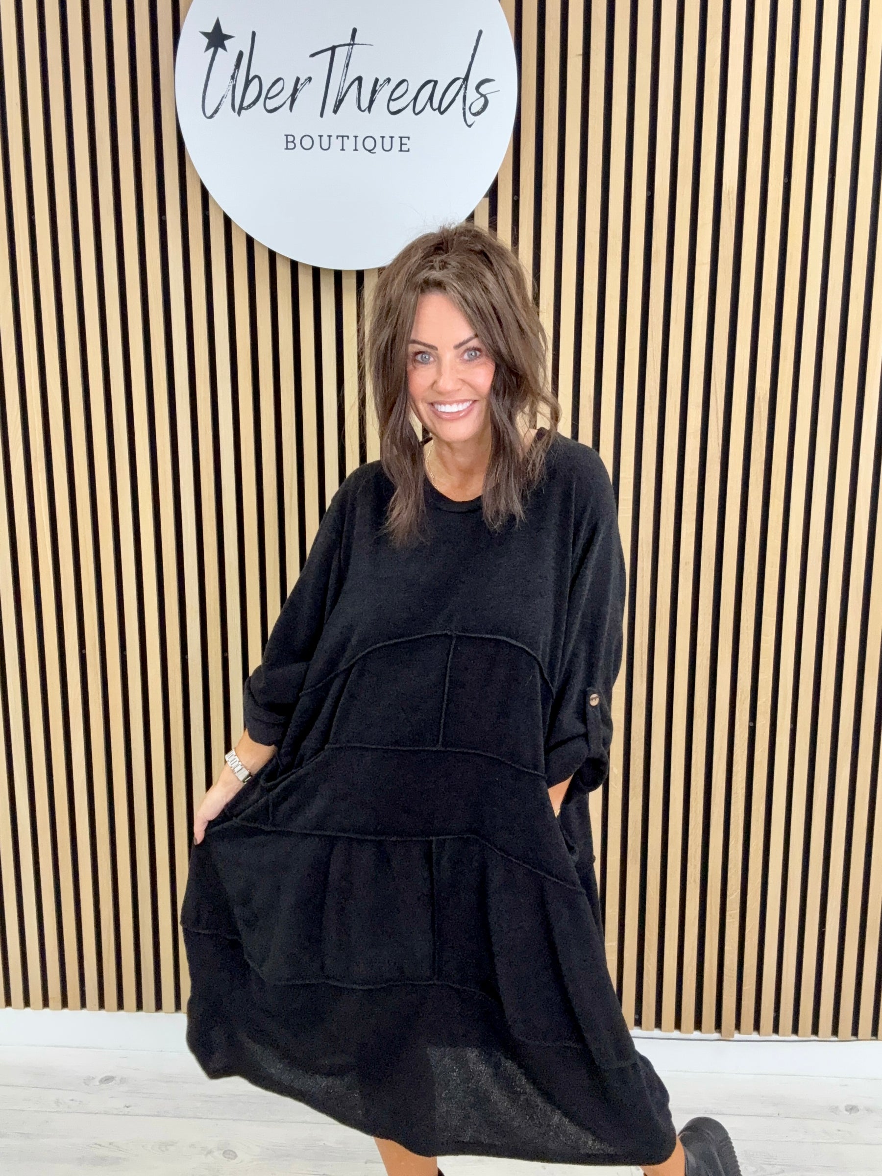 The Slouch Pocket Dress - Black