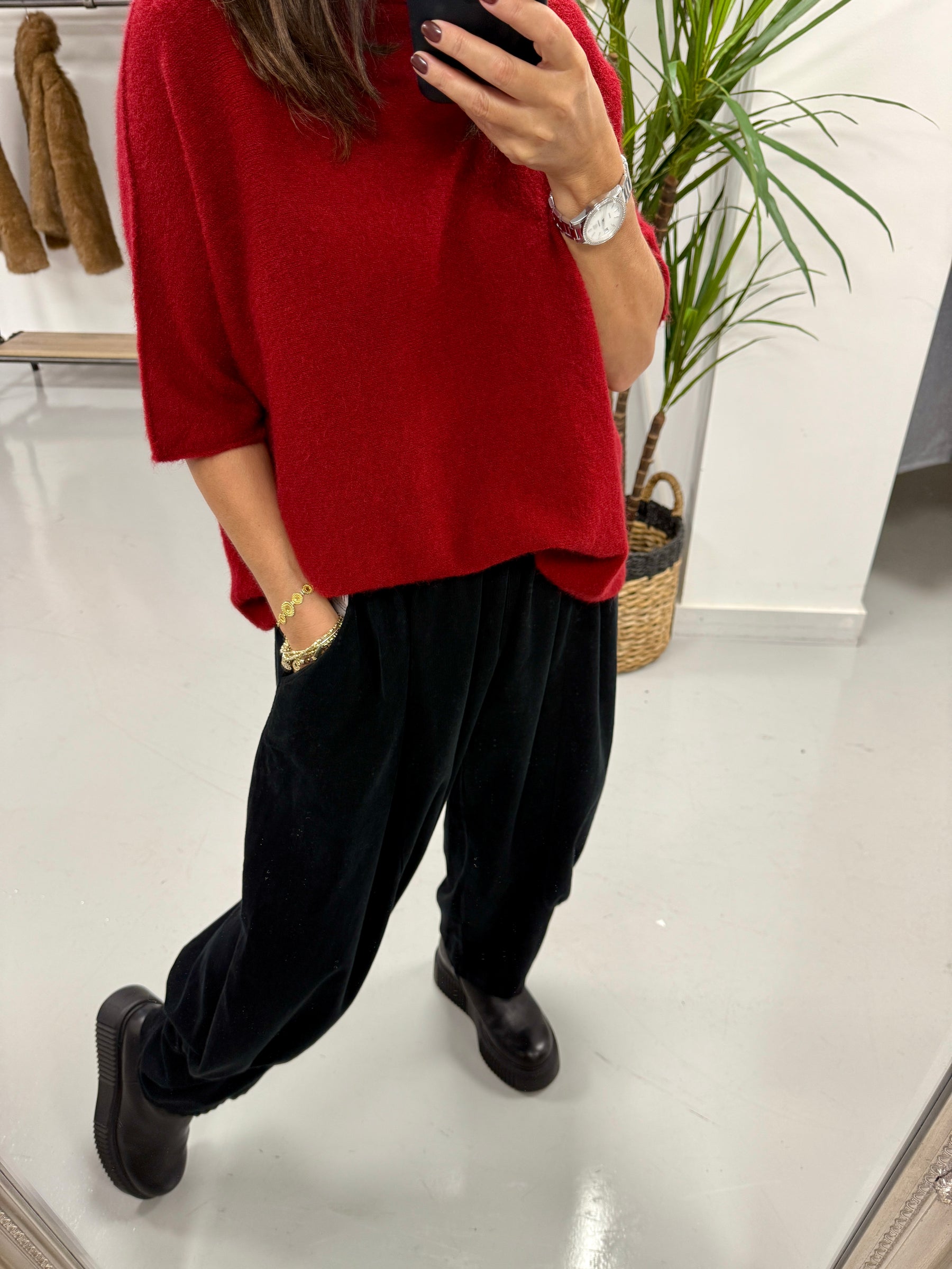 Oakley Crop Sleeve Knit - Wine