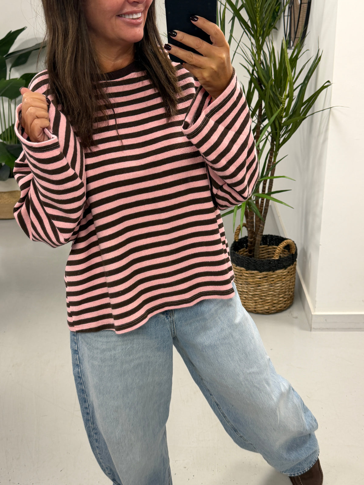 The Weekend Chill Stripe - Pink/Chocolate (Special Buy No Return) Size 10 - 16