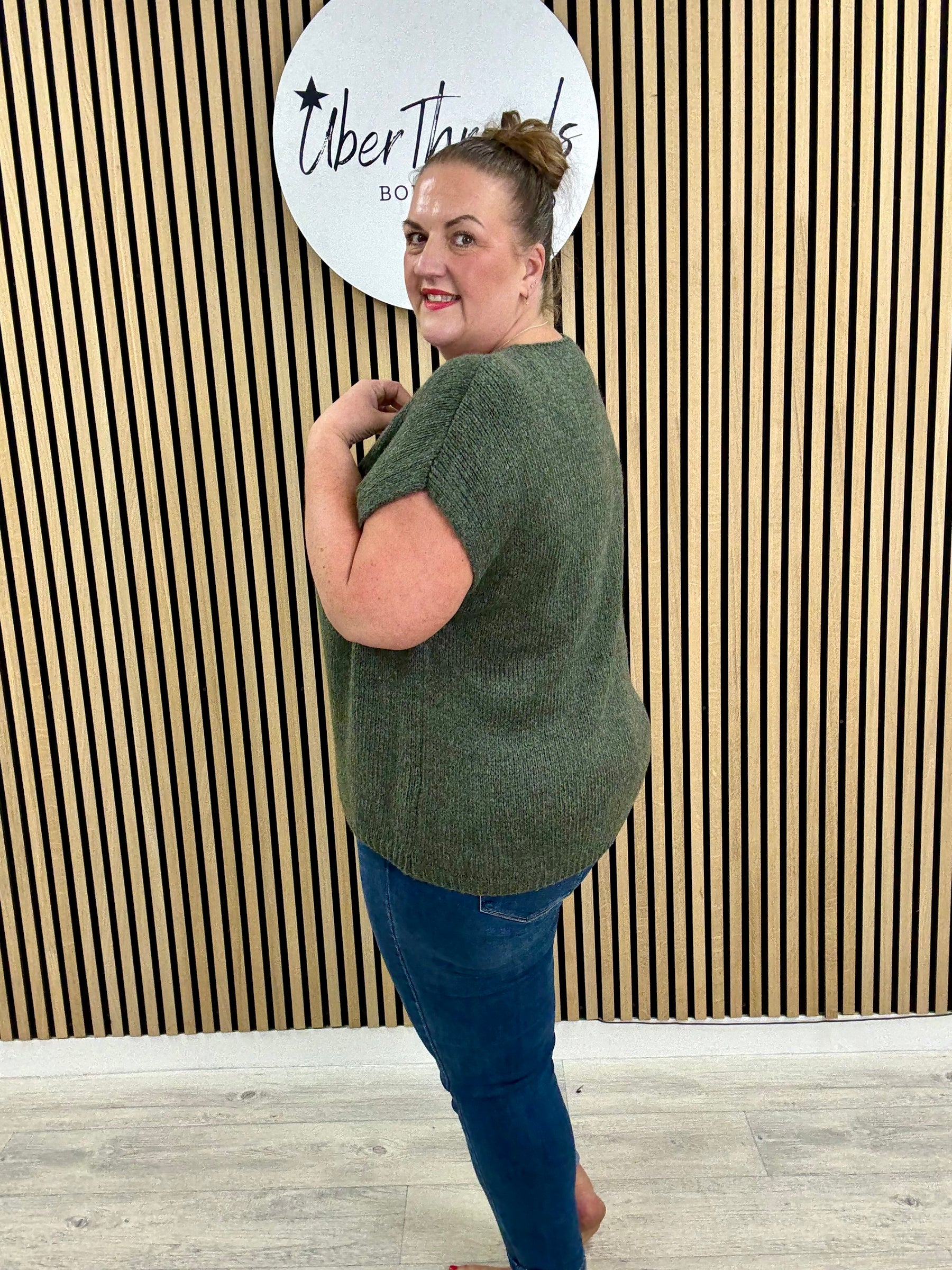 The Knitted Gold Button Waistcoat - Khaki