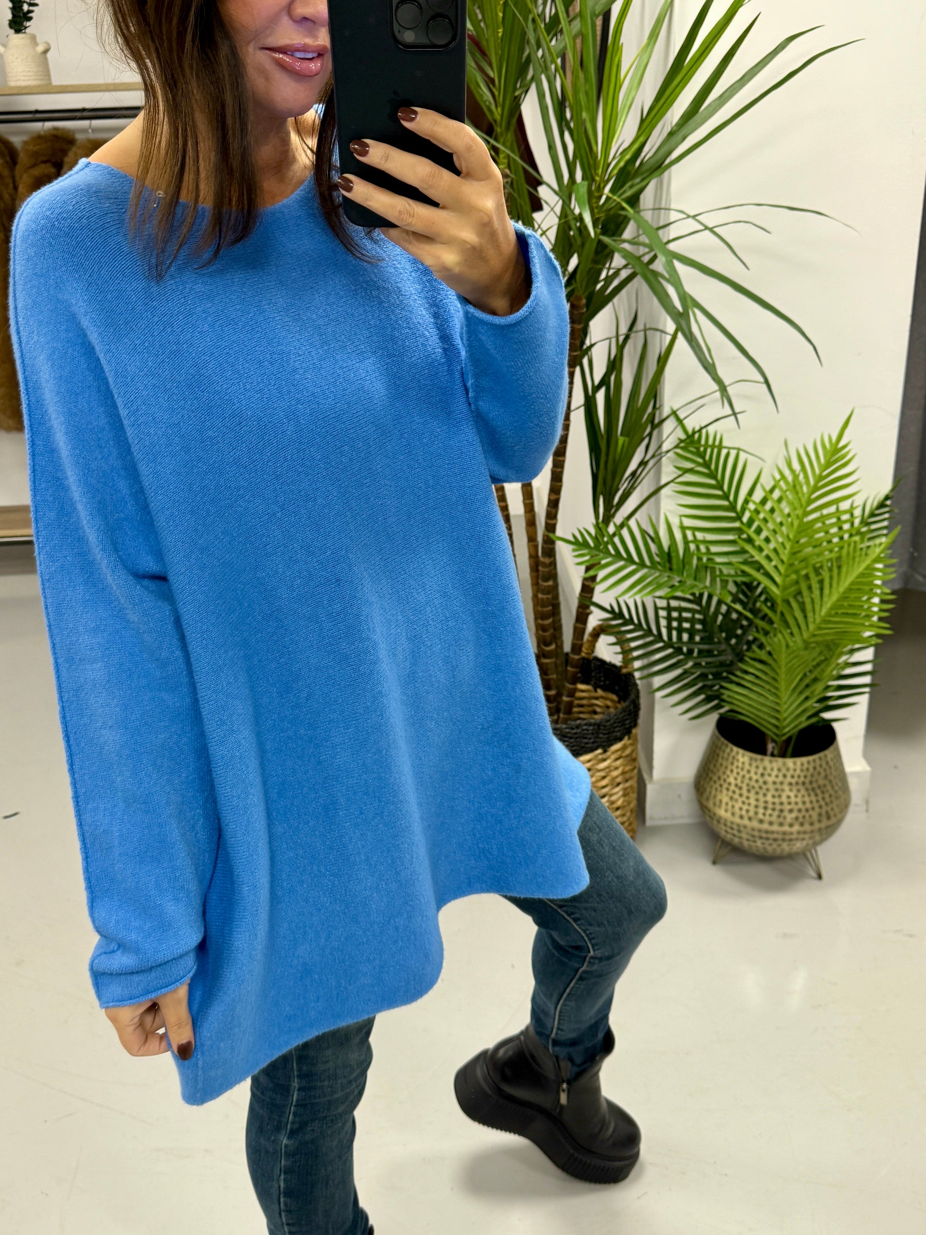 The Chelsea Round Neck Knit - Ocean Blue