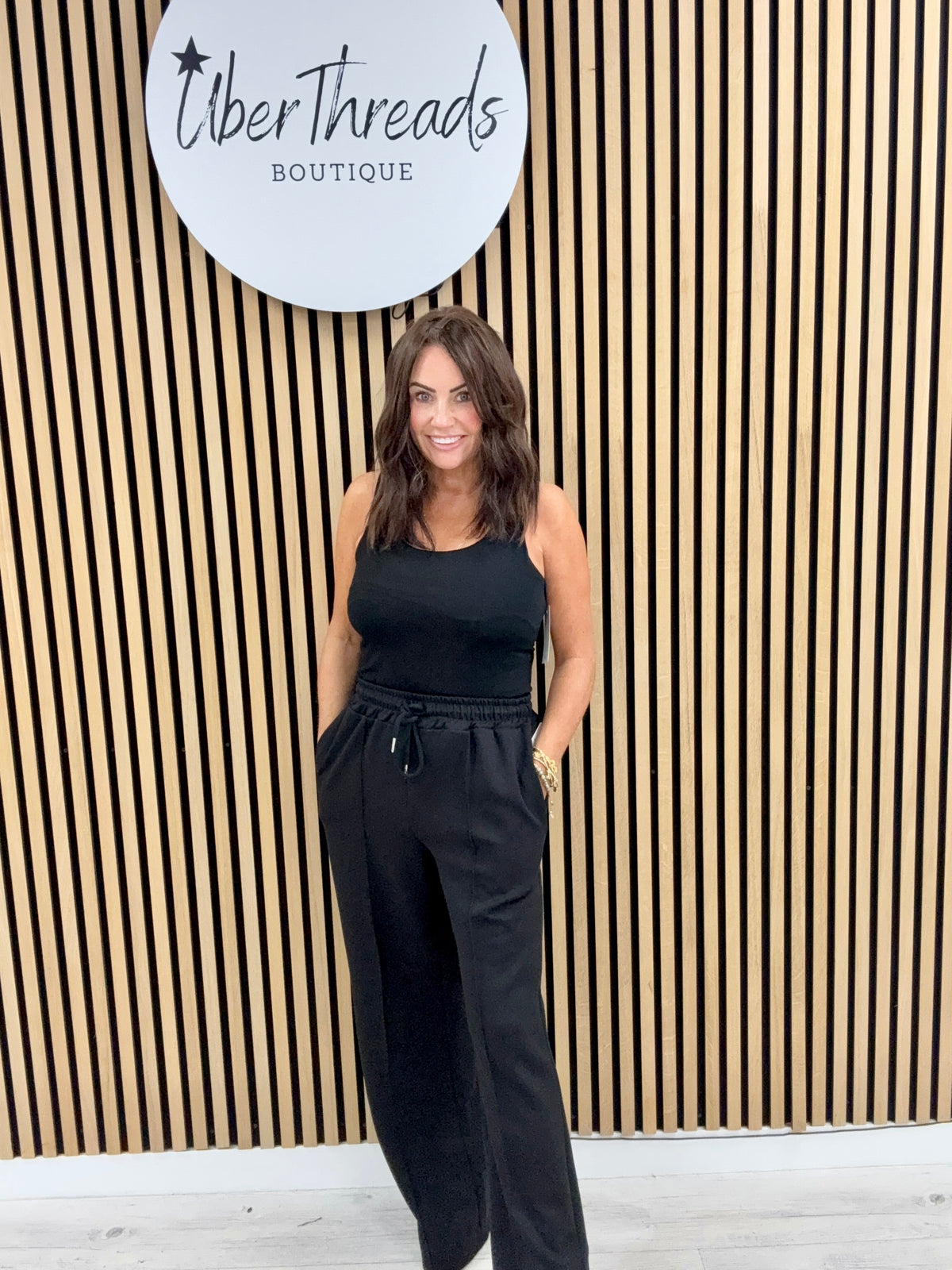 Wide Leg Seam Jogger (STD) Black