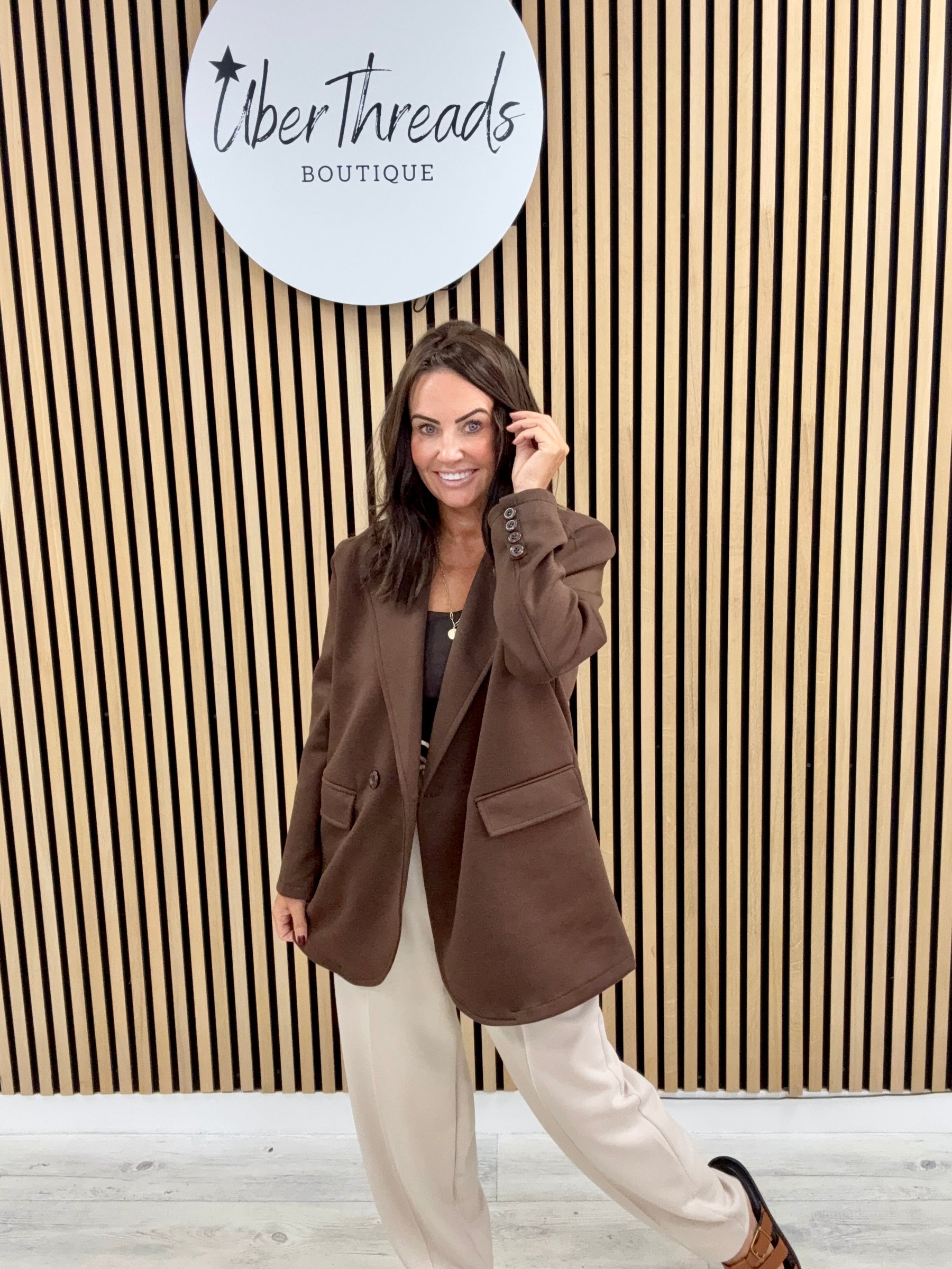 Molly Scuba Blazer - Chocolate