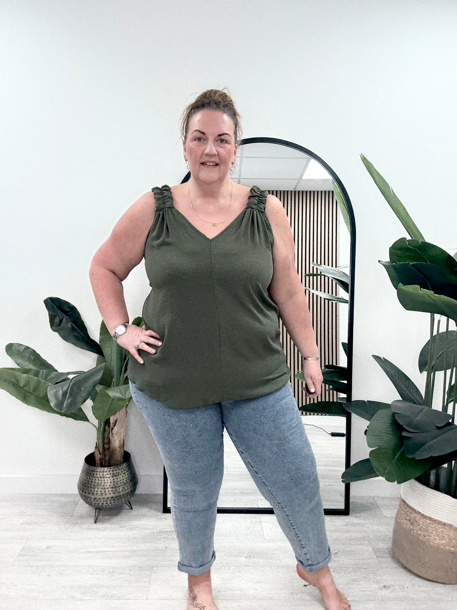 Ruched Vest - Khaki
