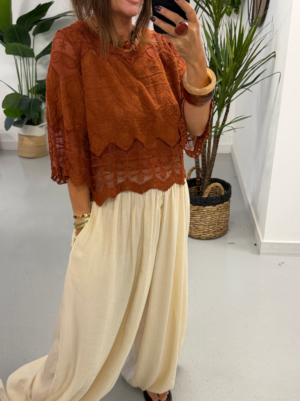 Seville Lace Top - Rust