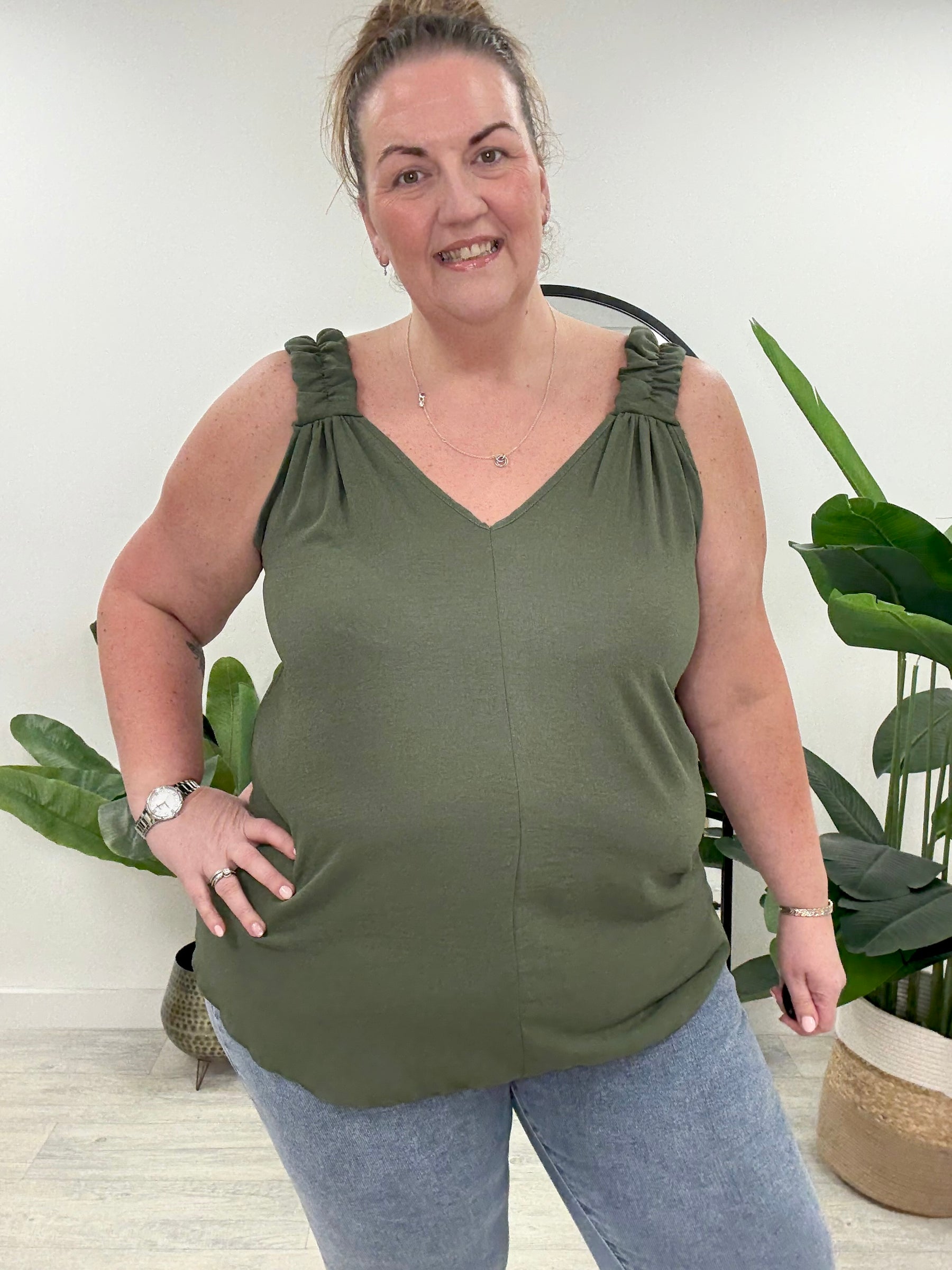 Ruched Vest - Khaki
