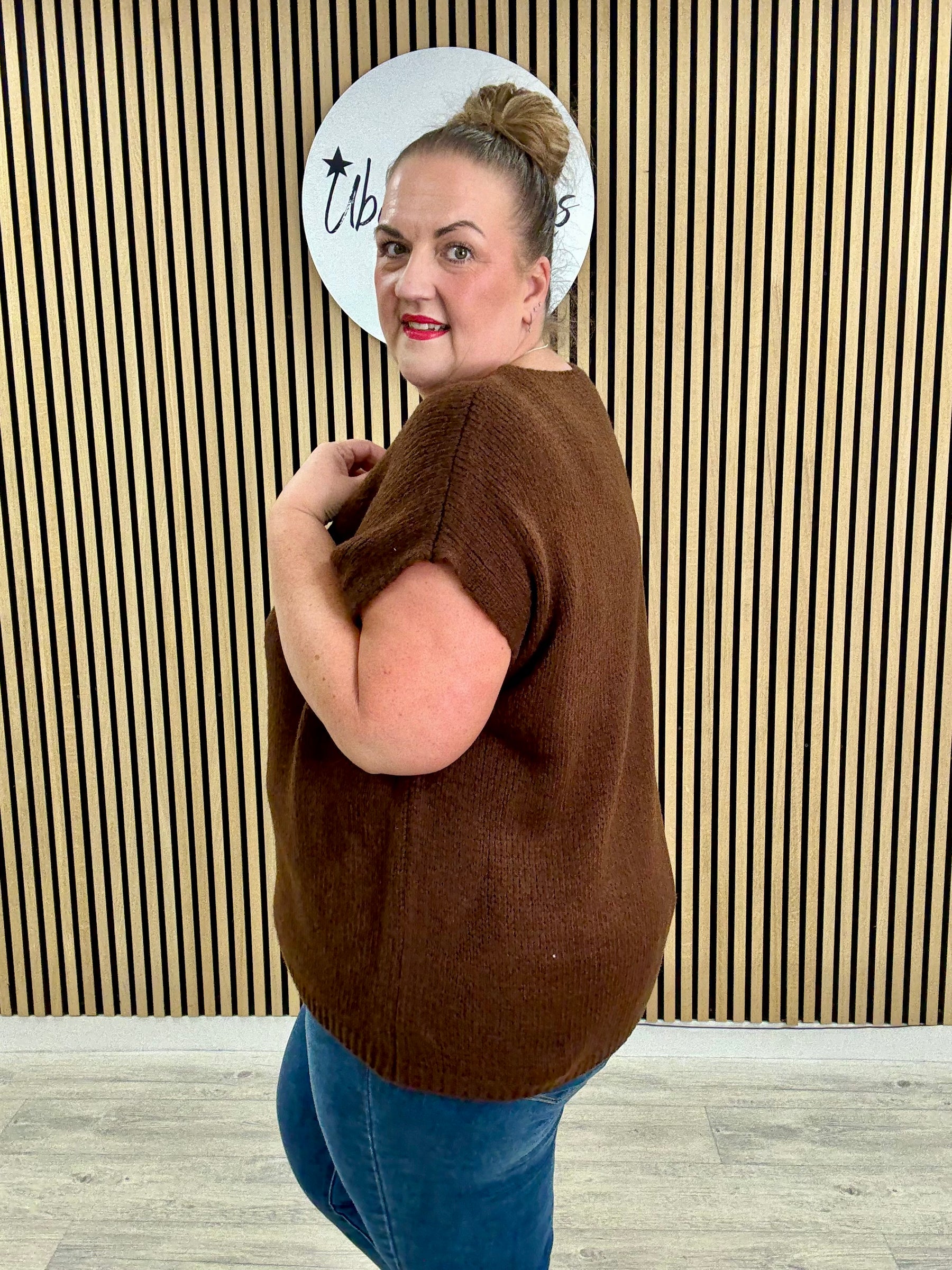 The Knitted Gold Button Waistcoat - Chocolate