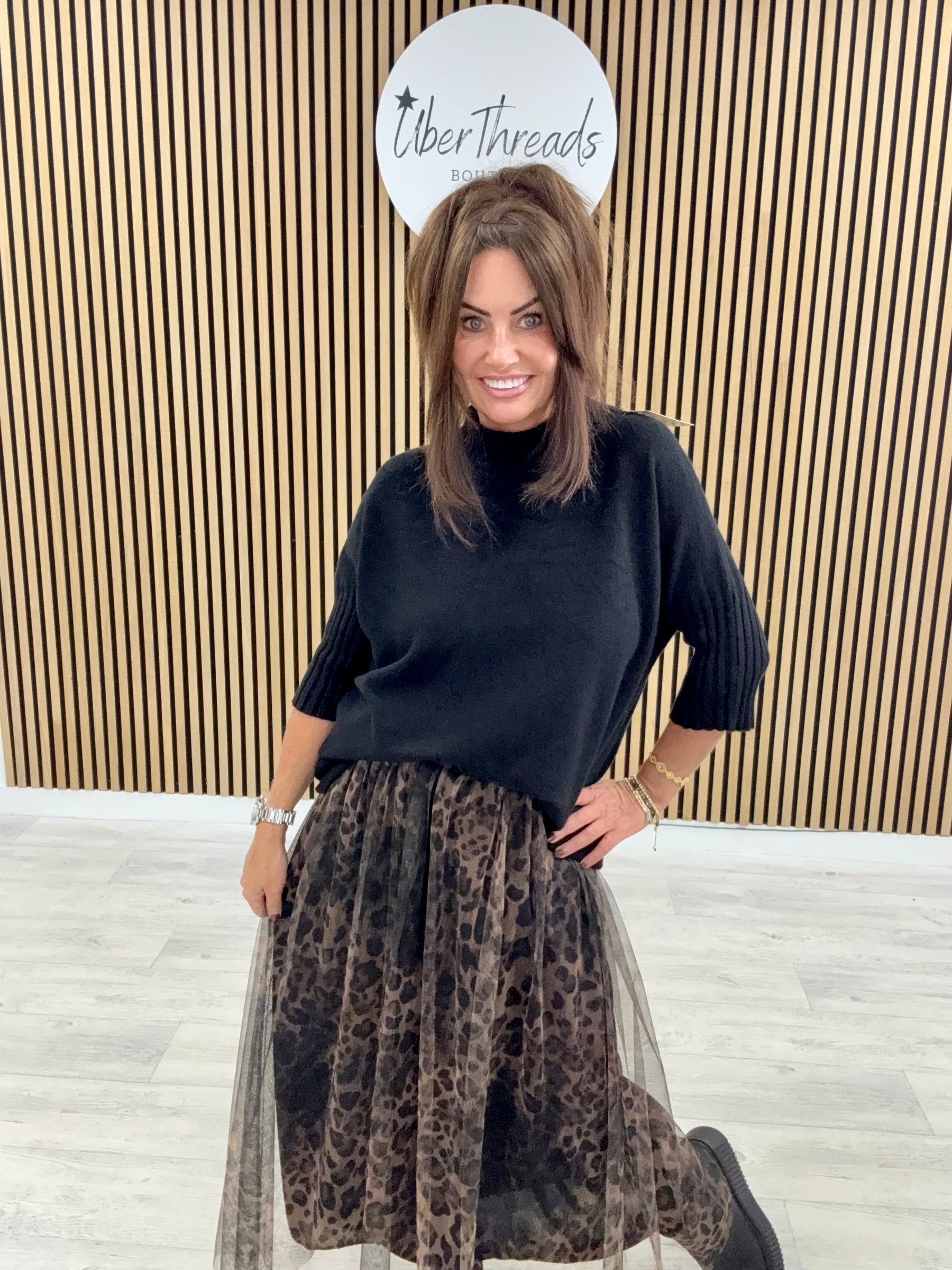 The Bradshaw Tulle Skirt - Black Animal