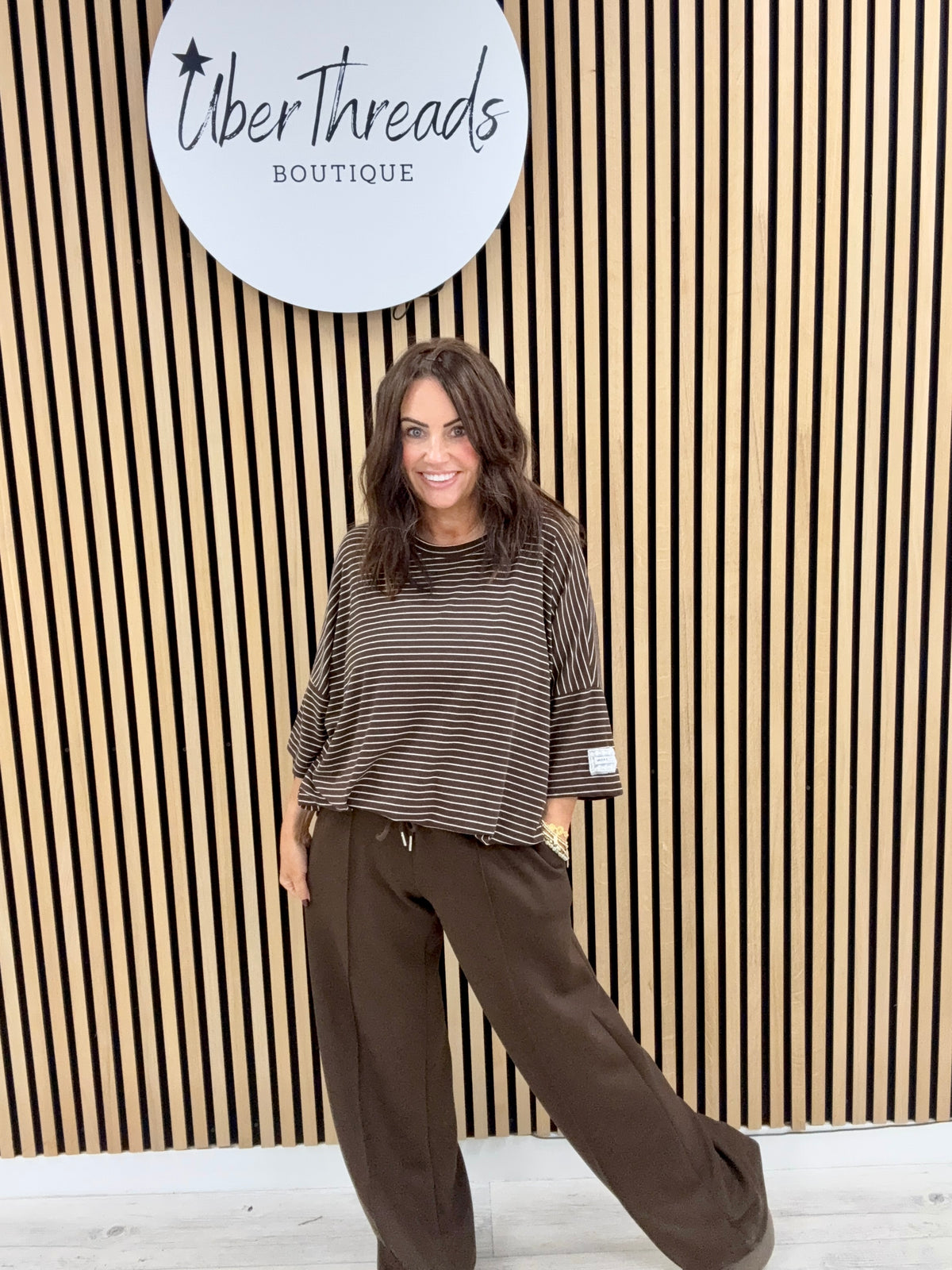 Wide Leg Seam Jogger Chocolate (STD)