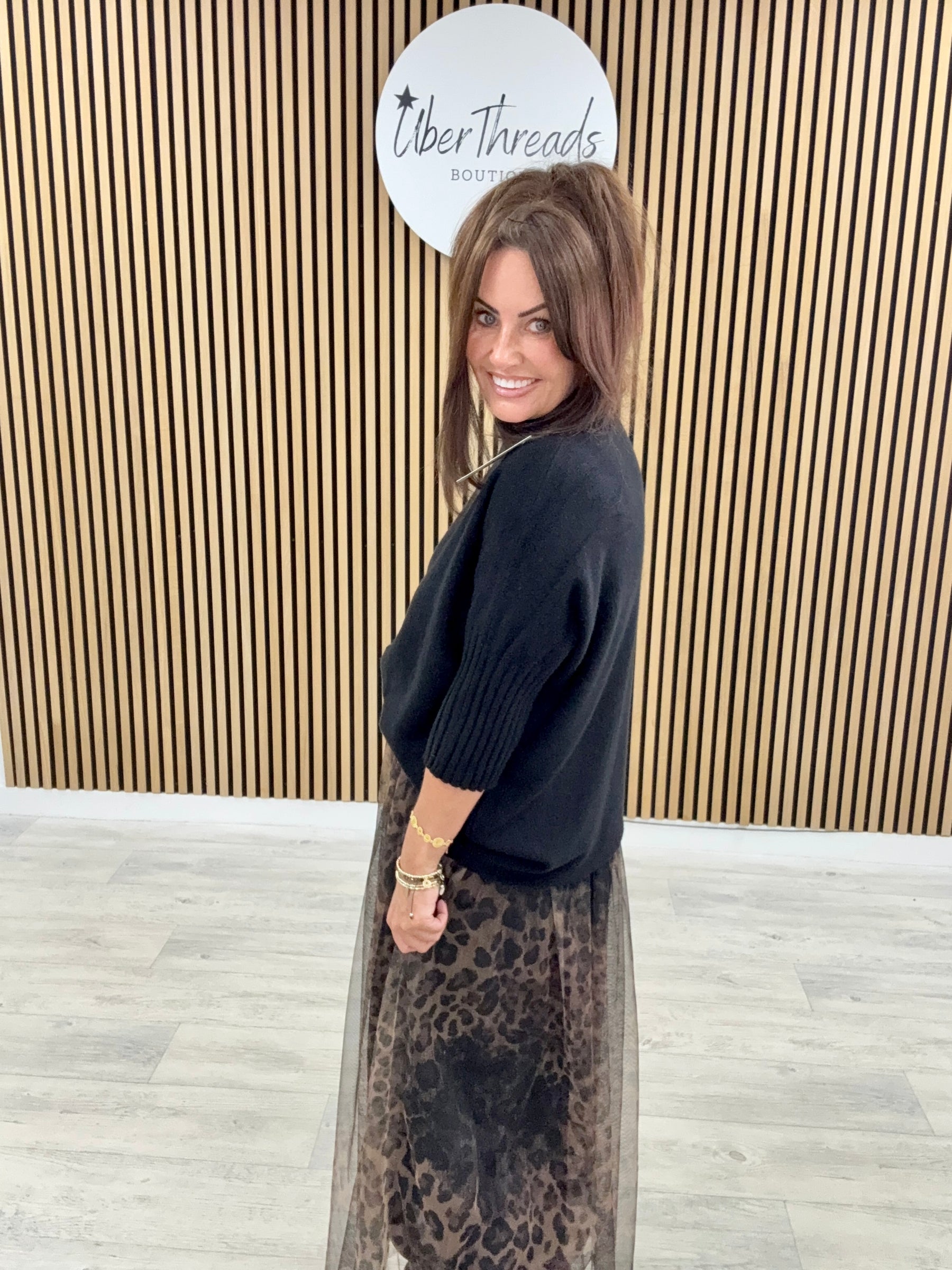 The Bradshaw Tulle Skirt - Black Animal