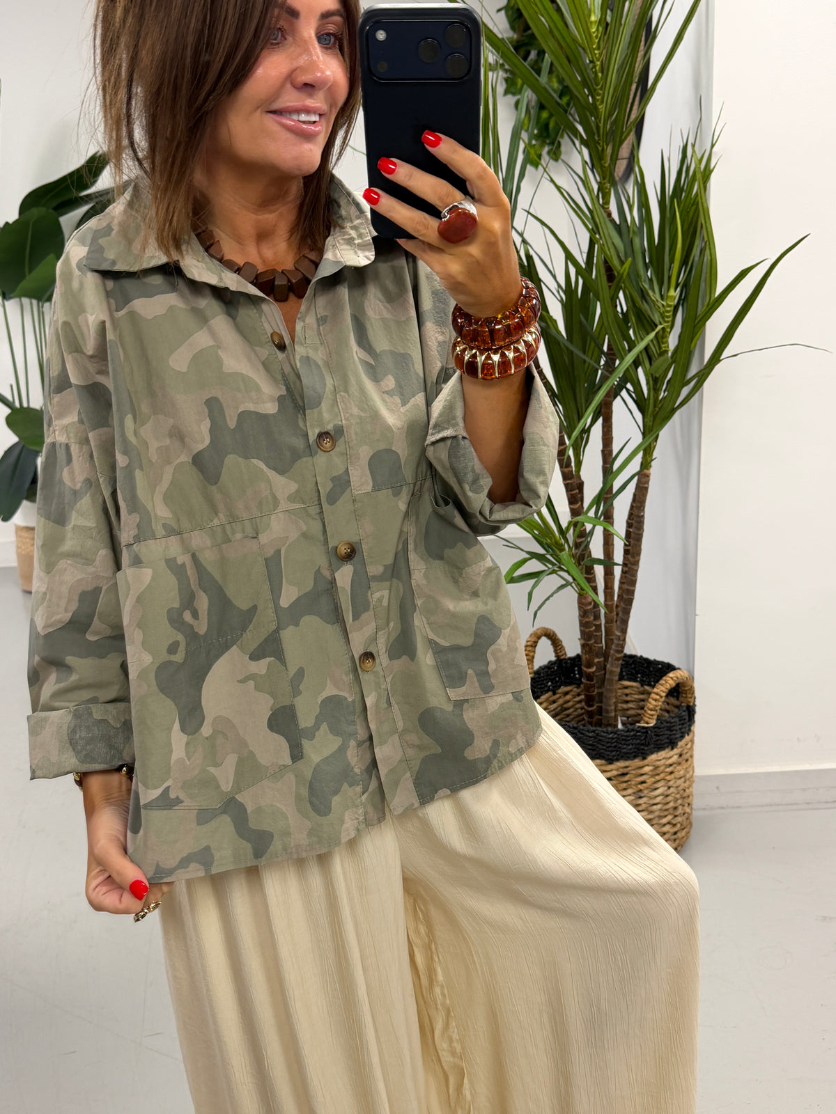 The Retro Camo Shacket - Light Khaki