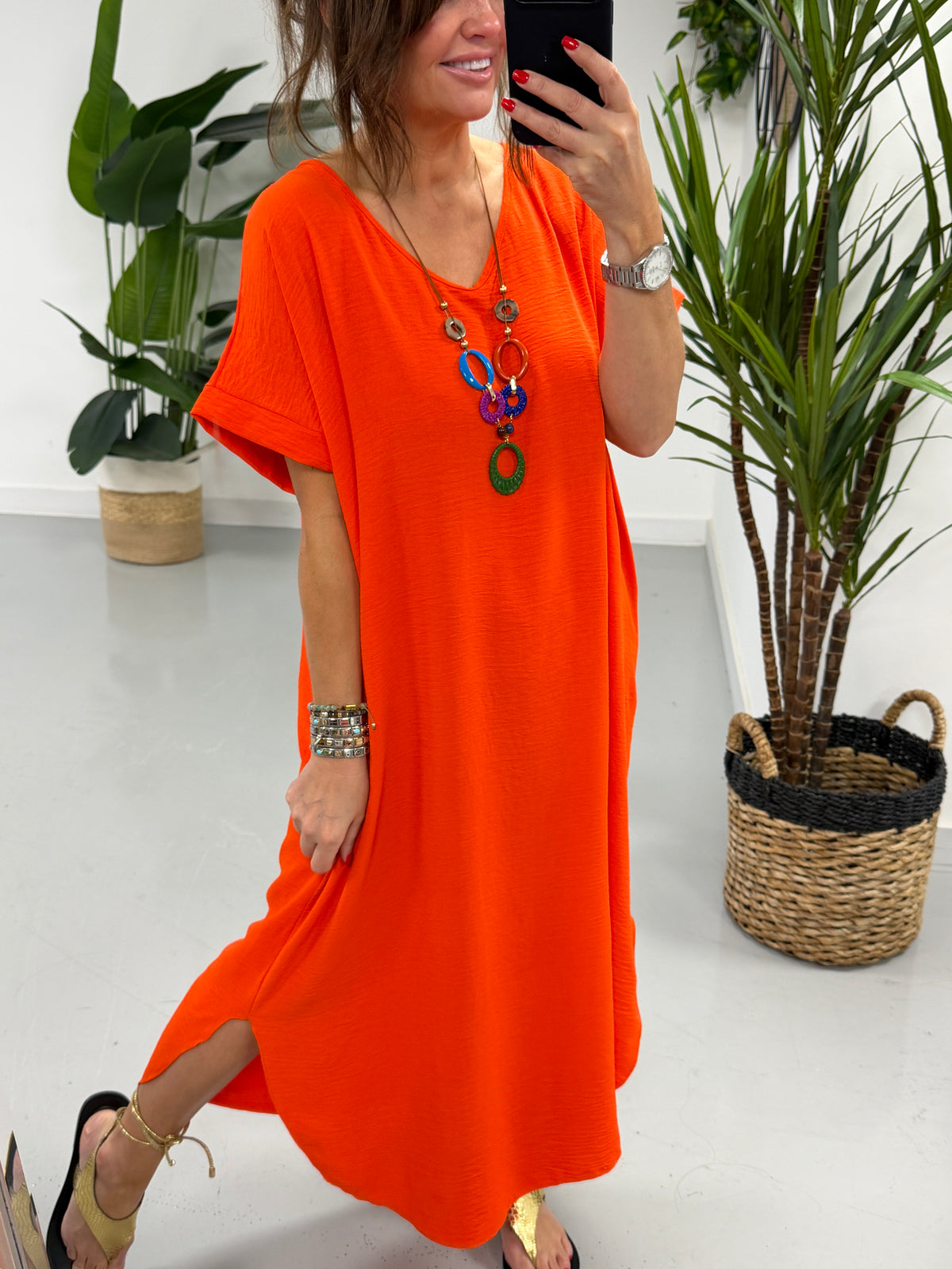 Luna Split Dress - Burnt Orange