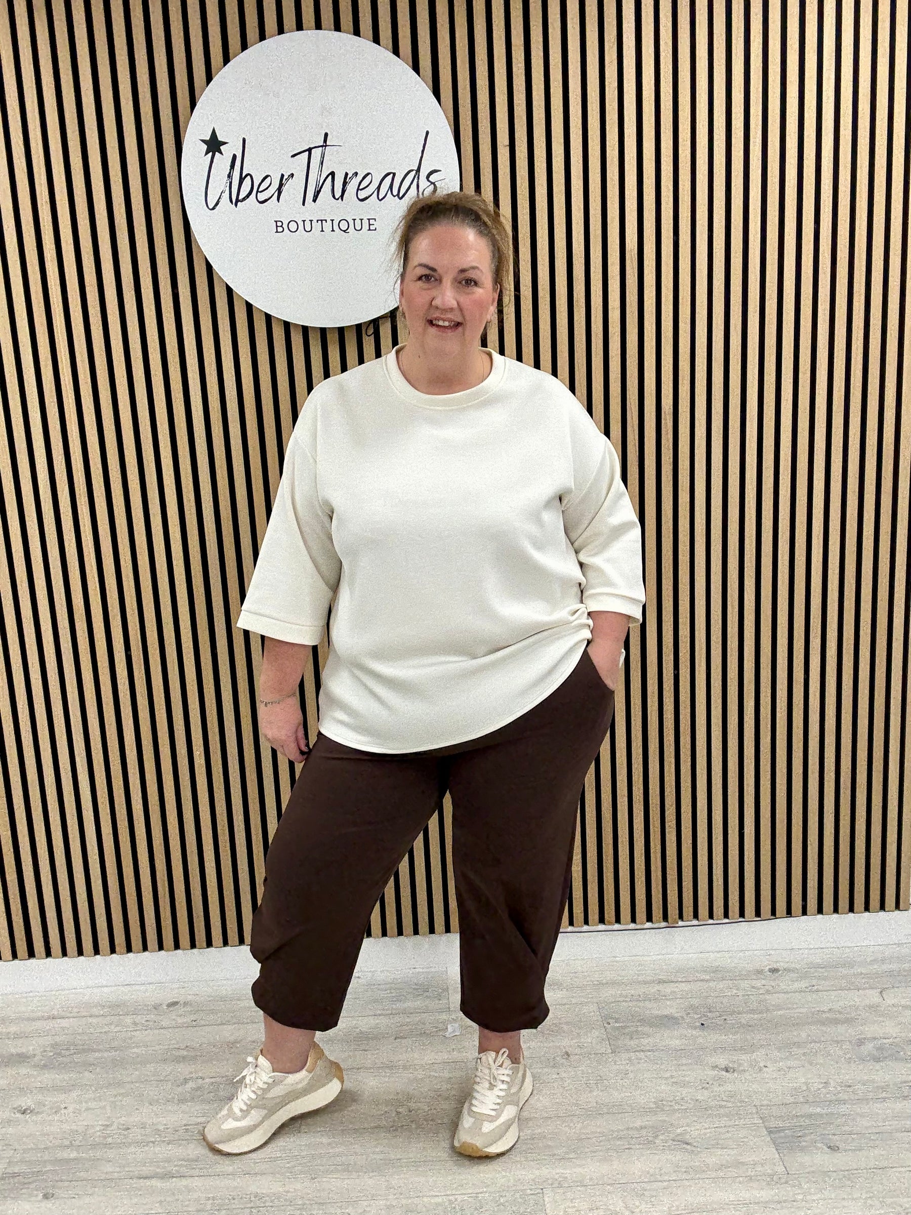 Hampton Side Pleat Scuba Joggers (PLUS) - Chocolate