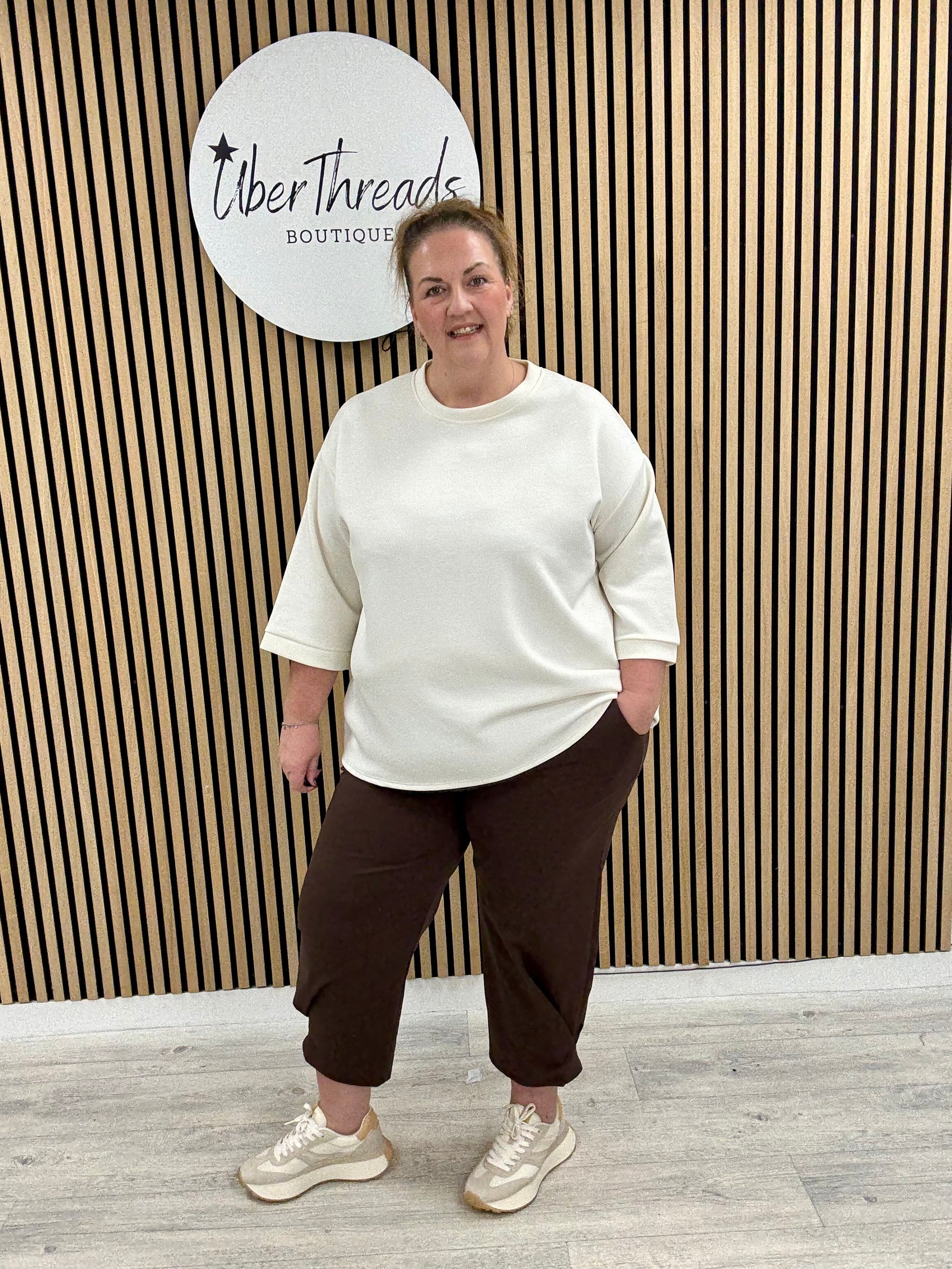 Hampton Side Pleat Scuba Joggers (PLUS) - Chocolate