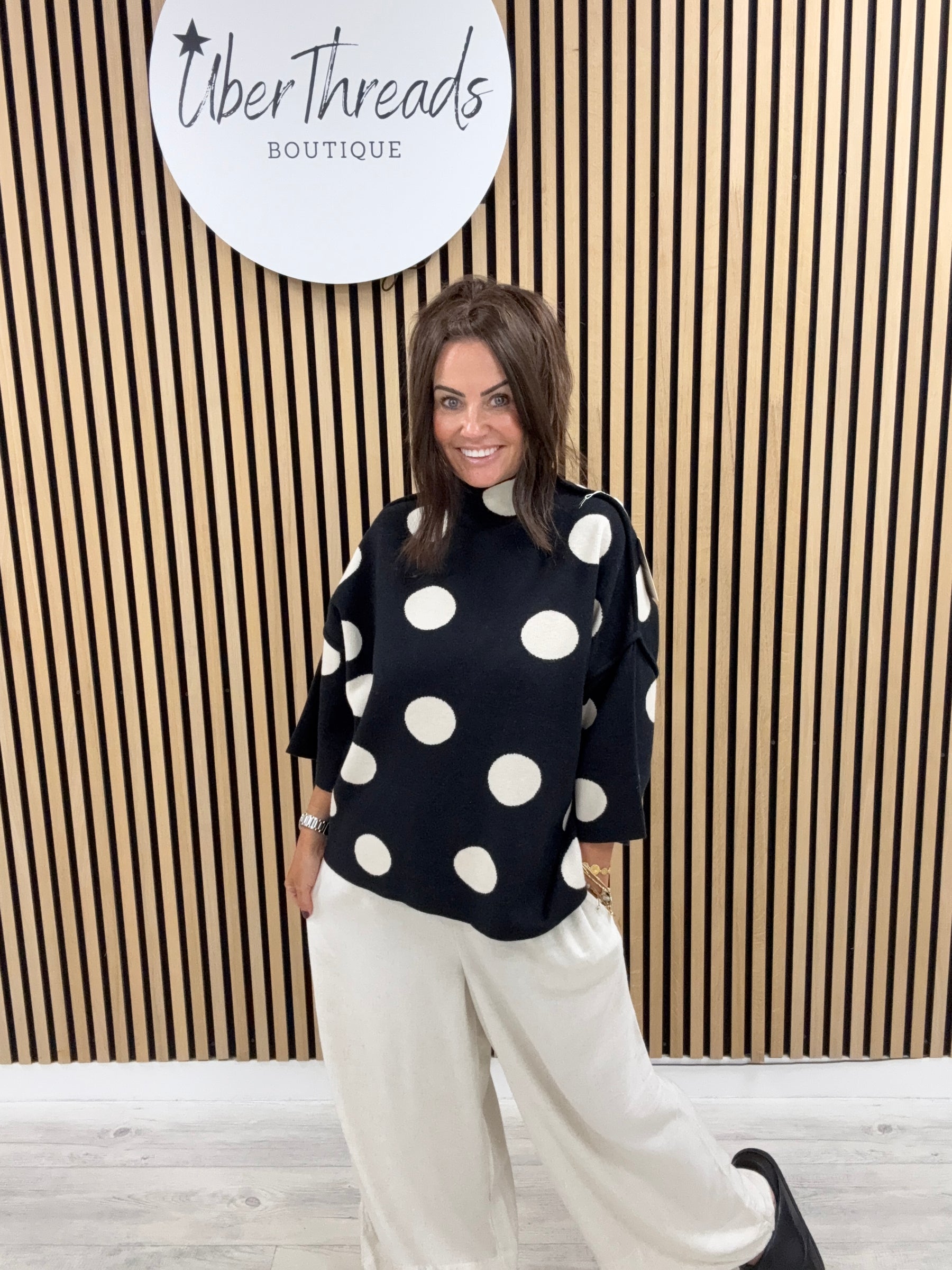 Boxy Dotty Knit- Black