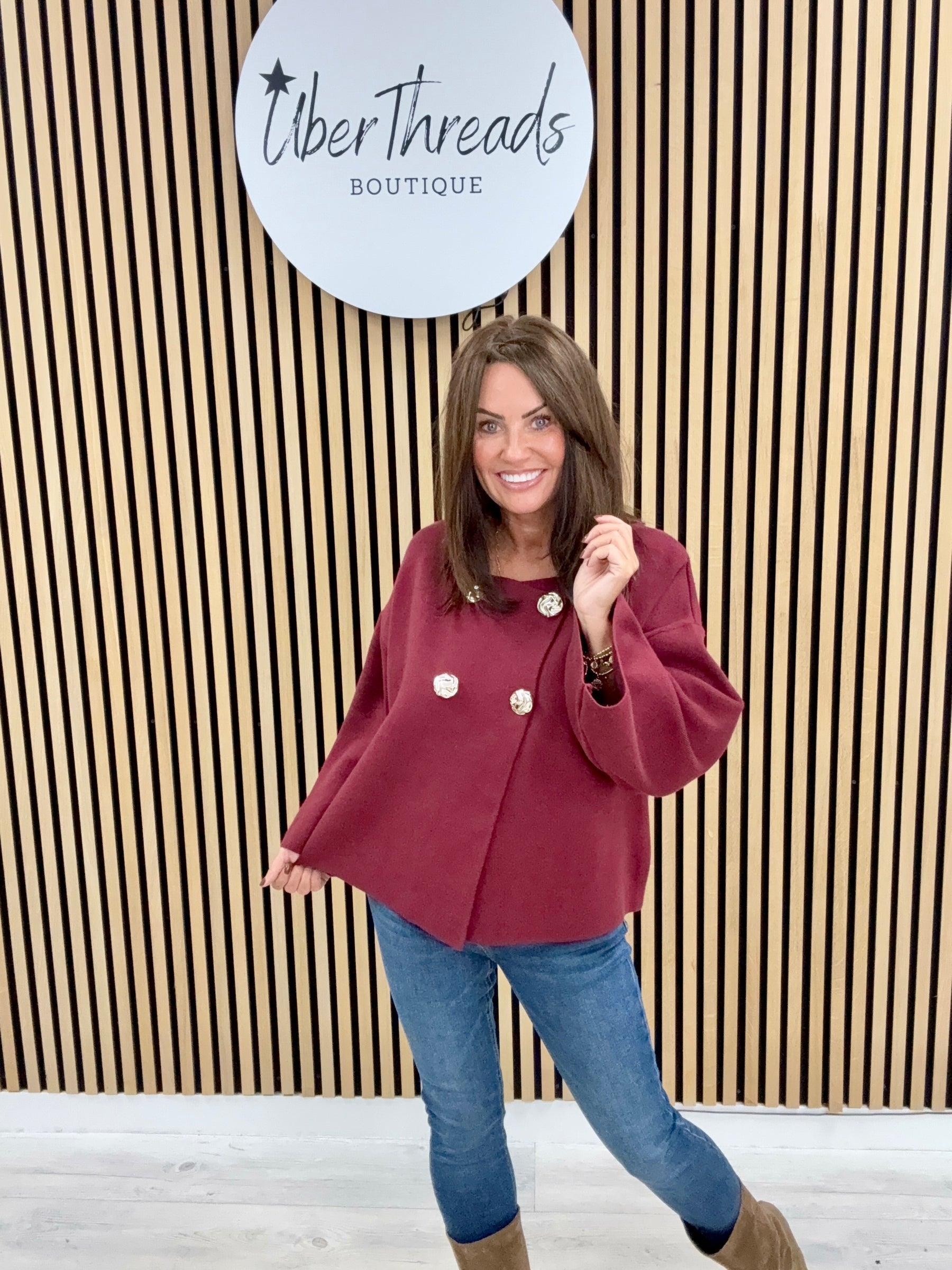 Rosa Double Breasted Soft Knit - Mulberry