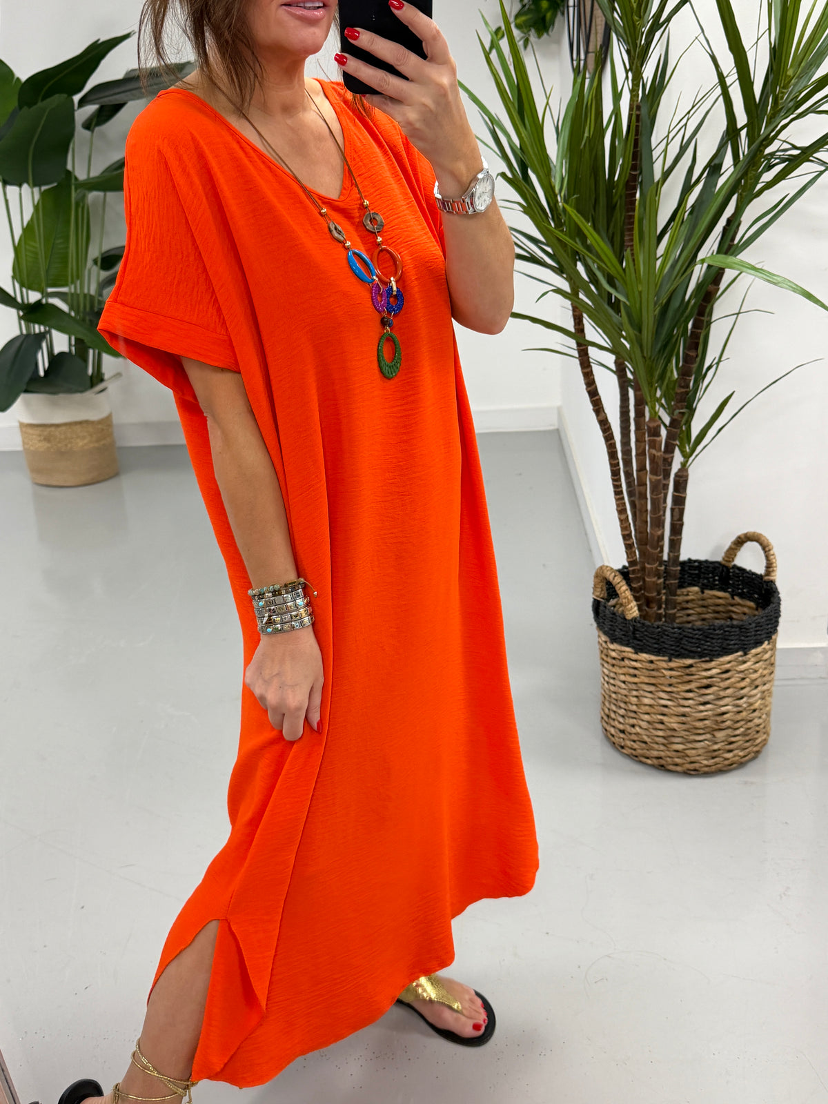 Luna Split Dress - Burnt Orange