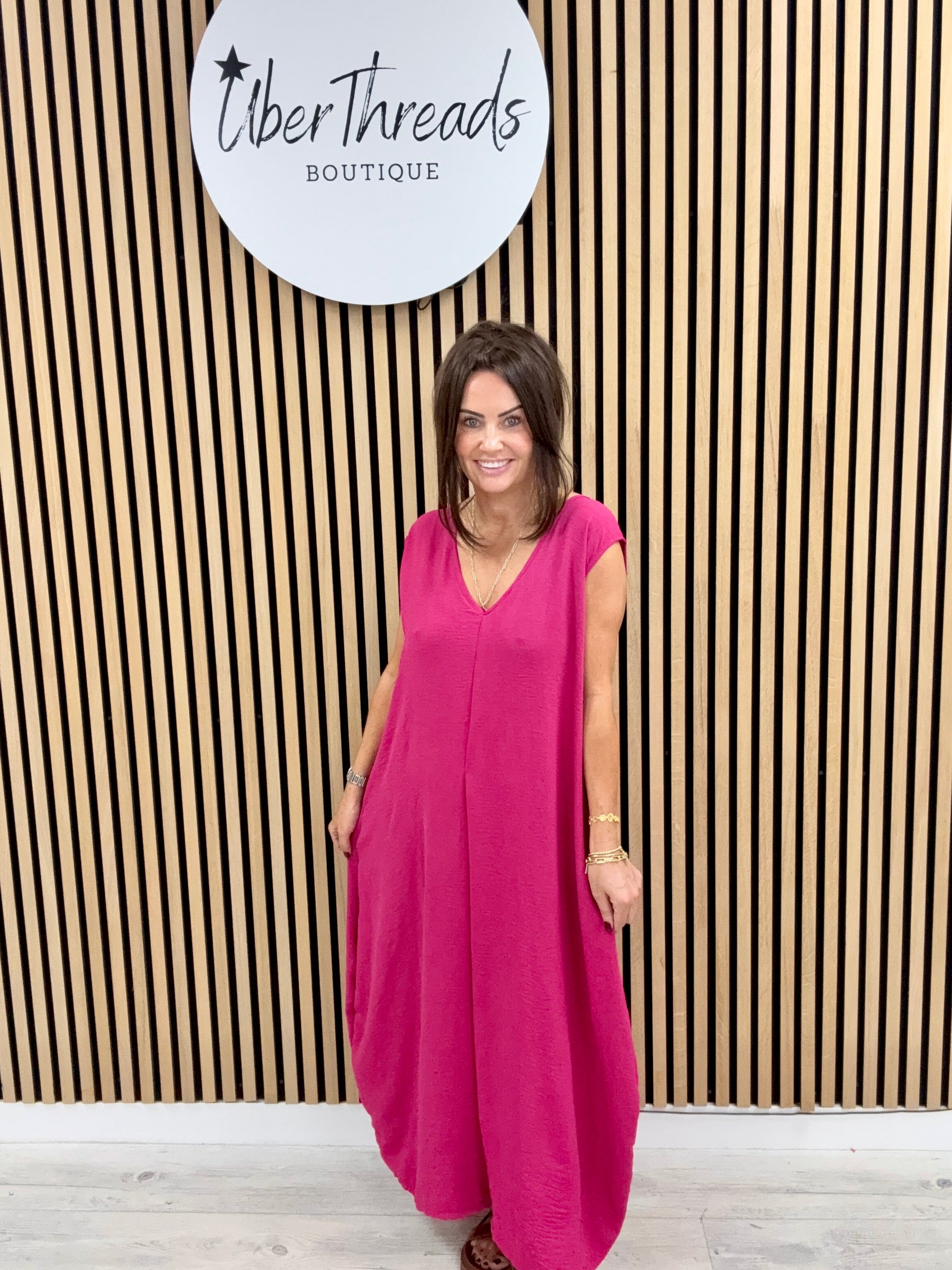 The Tamzin Crop Leg Jumpsuit - Cerise